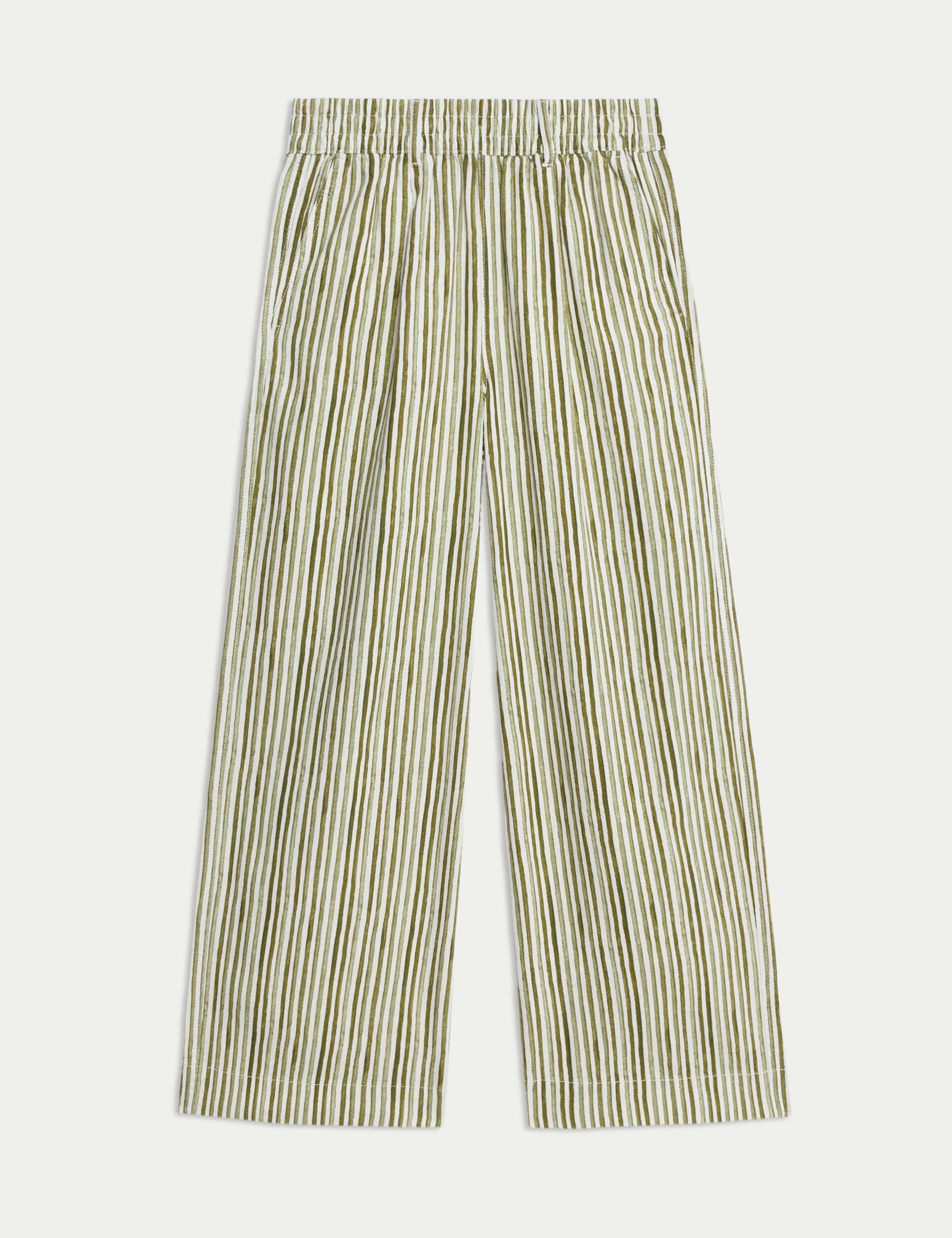 Linen Rich Wide Leg Cropped Trousers 2 of 5