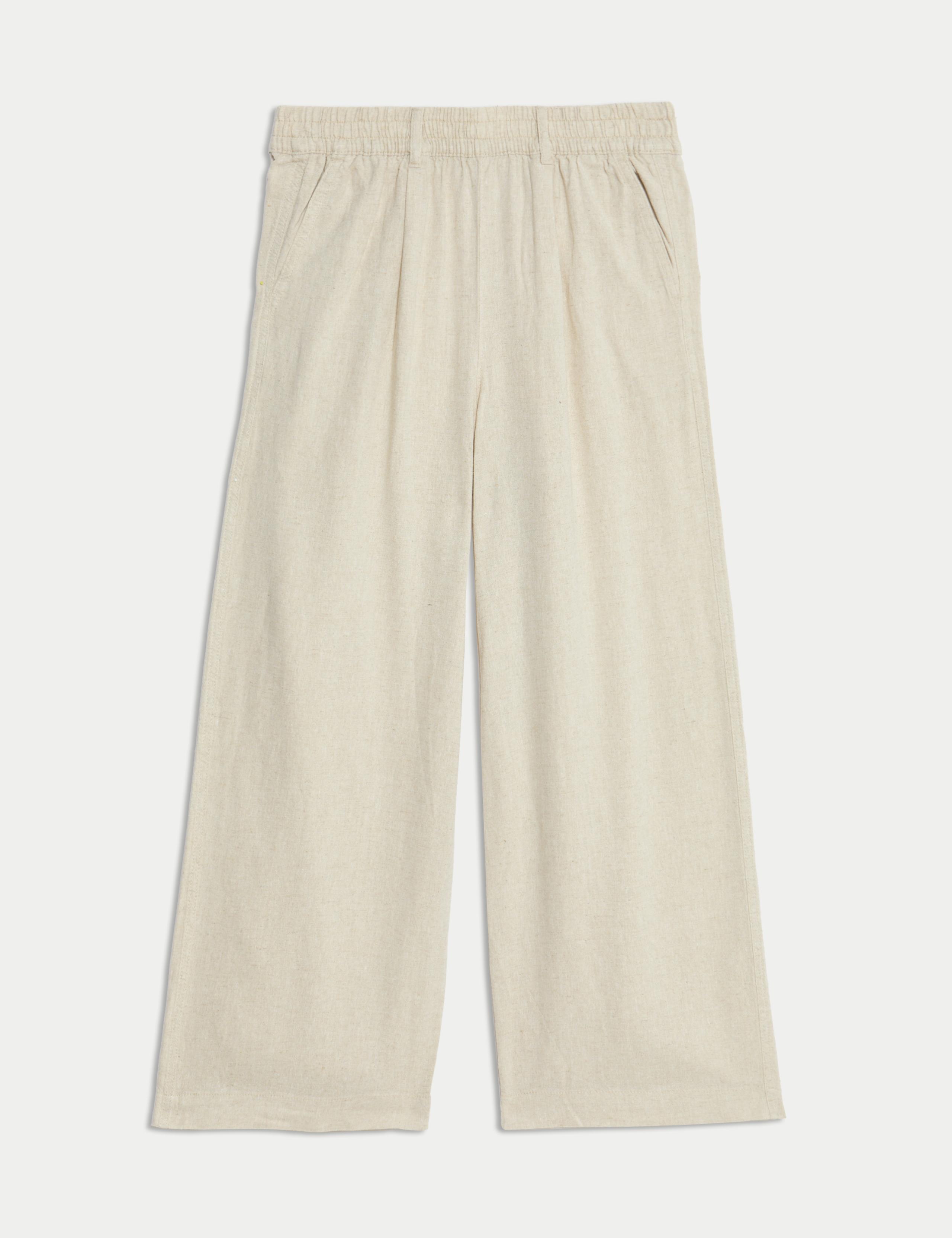 Linen Rich Wide Leg Cropped Trousers 2 of 4