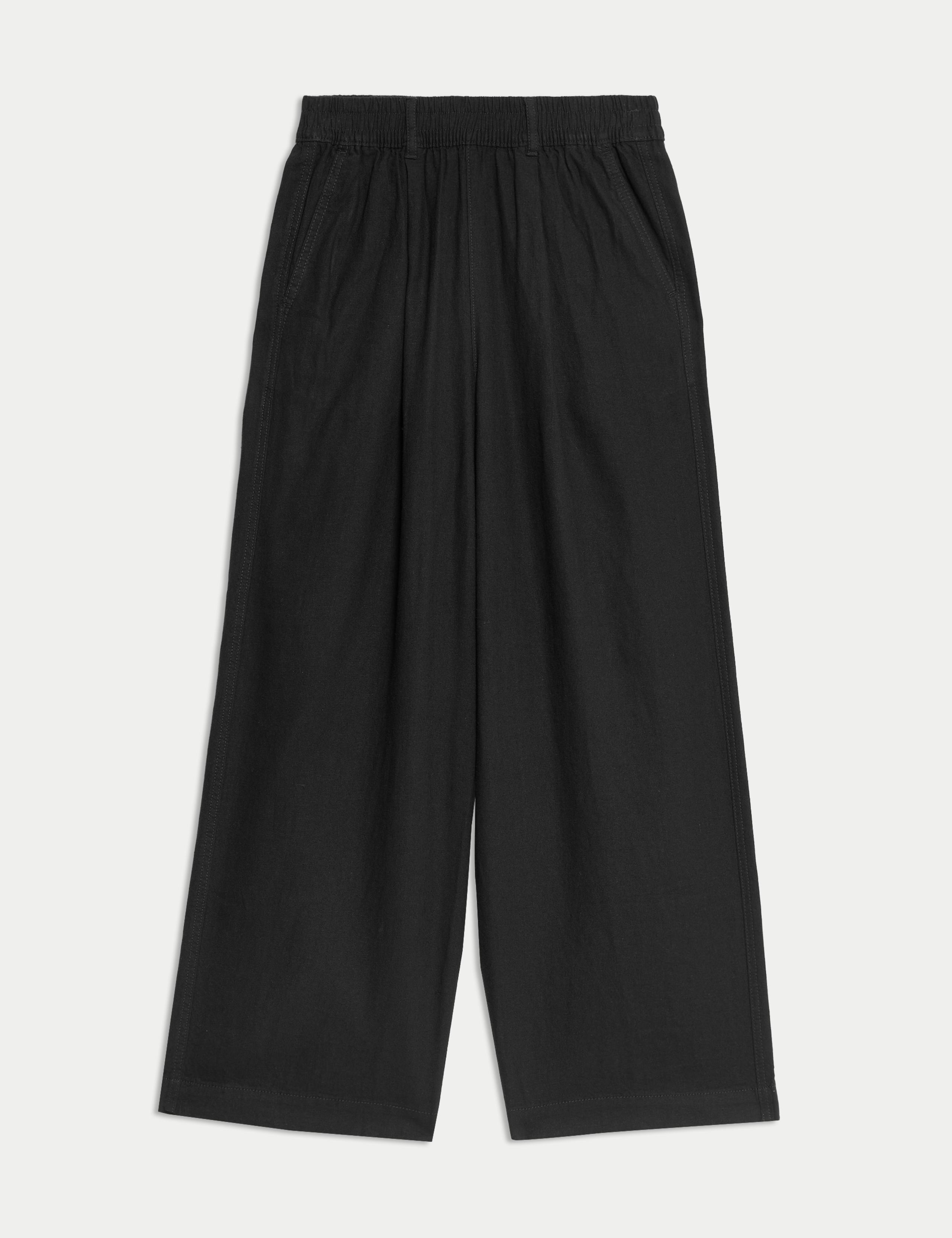 Linen Rich Wide Leg Cropped Trousers 2 of 6
