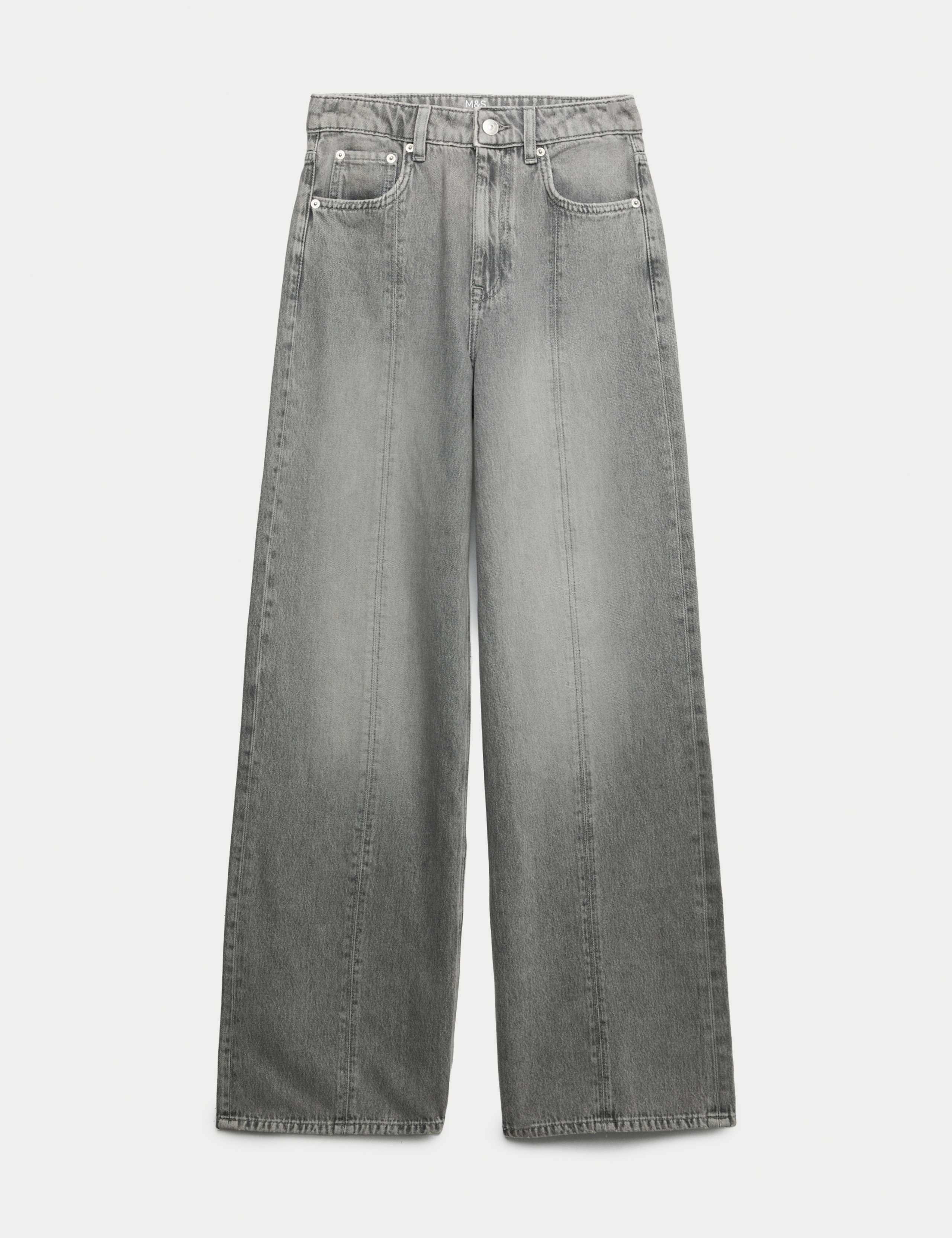 Mid Rise Seam Front Wide Leg Jeans 2 of 5