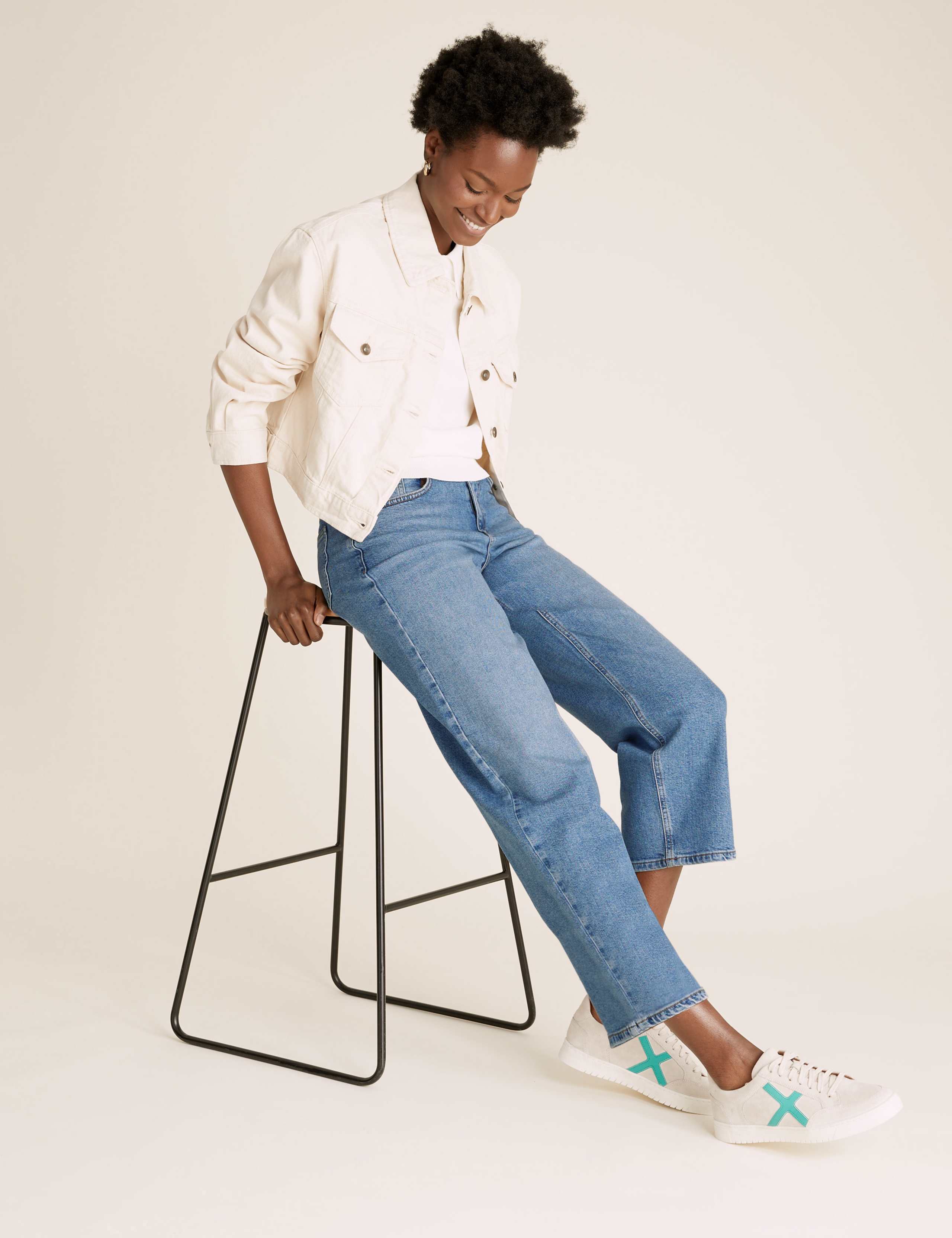 High Waisted Barrel Cropped Jeans 3 of 6