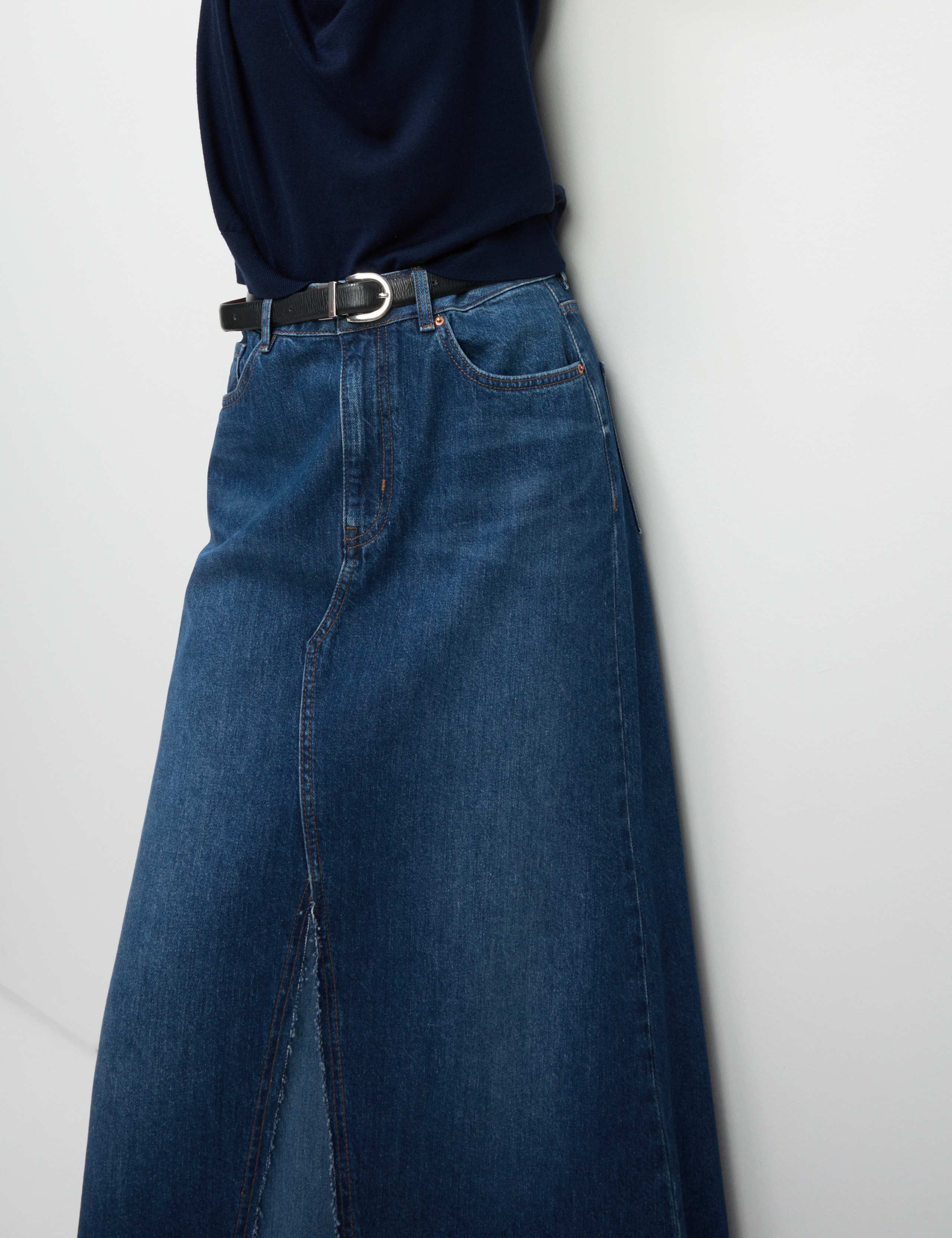 Pure Cotton Denim Maxi A-Line Skirt 5 of 7