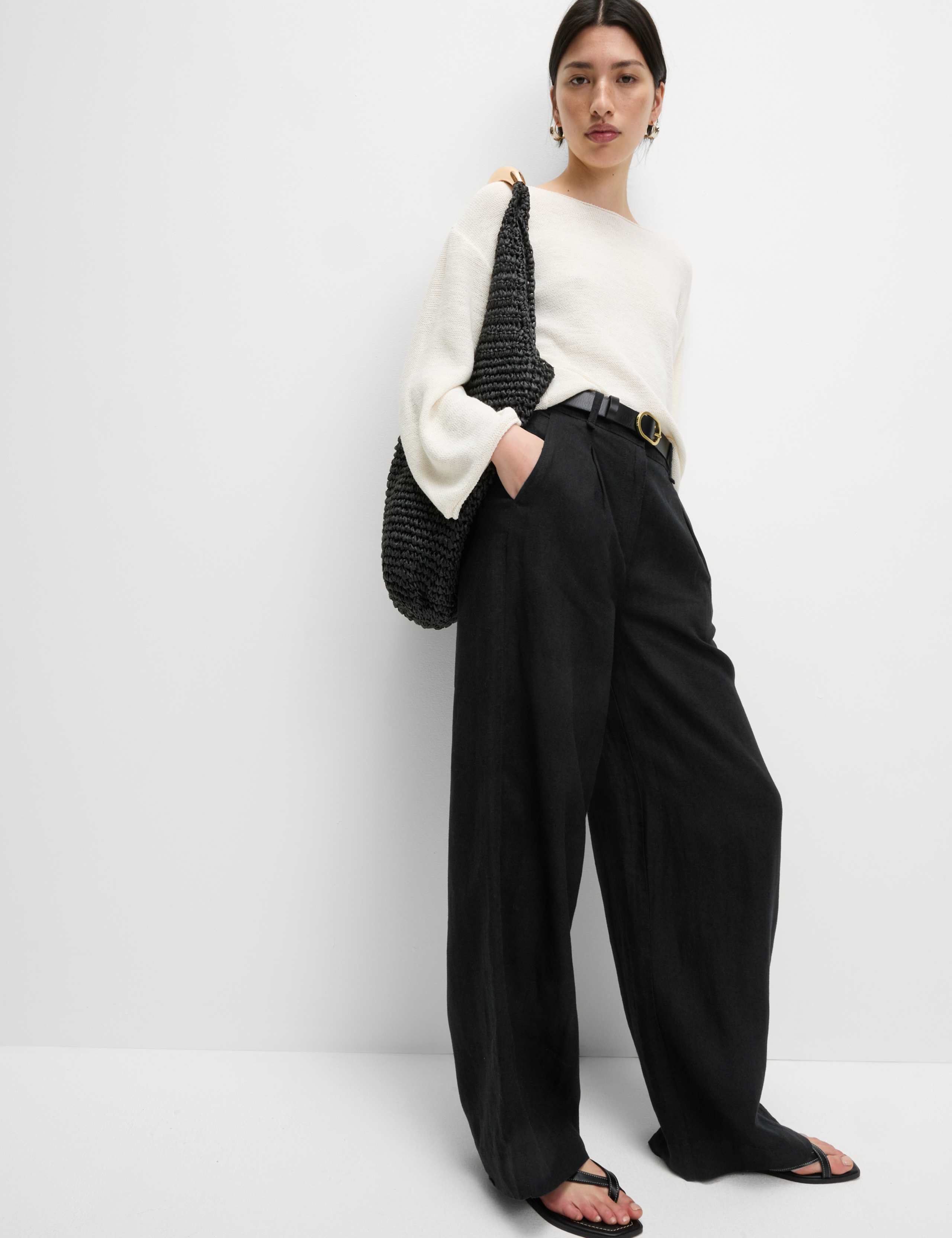 Pure Linen Wide Leg Trousers 1 of 2