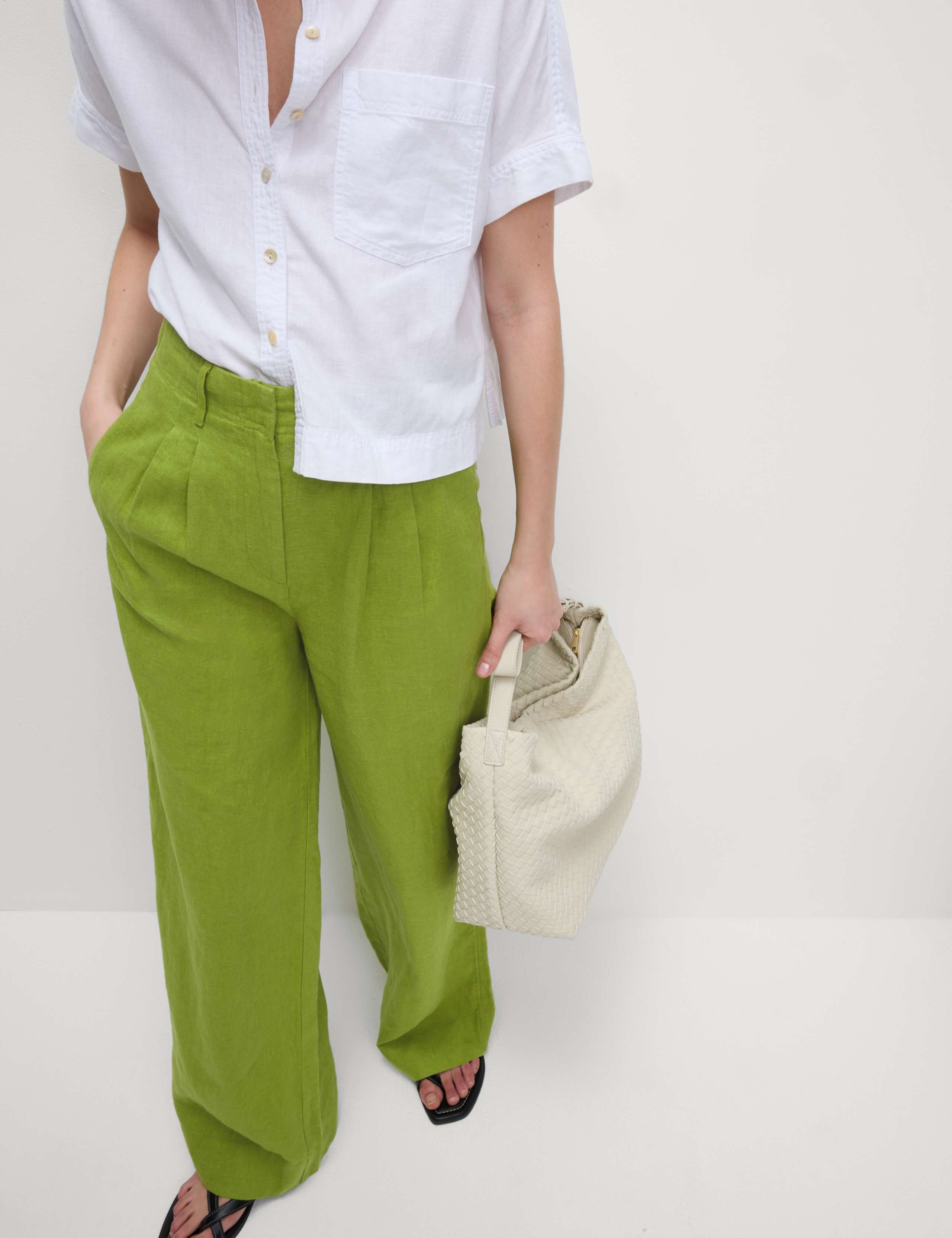 Pure Linen Wide Leg Trousers 3 of 7