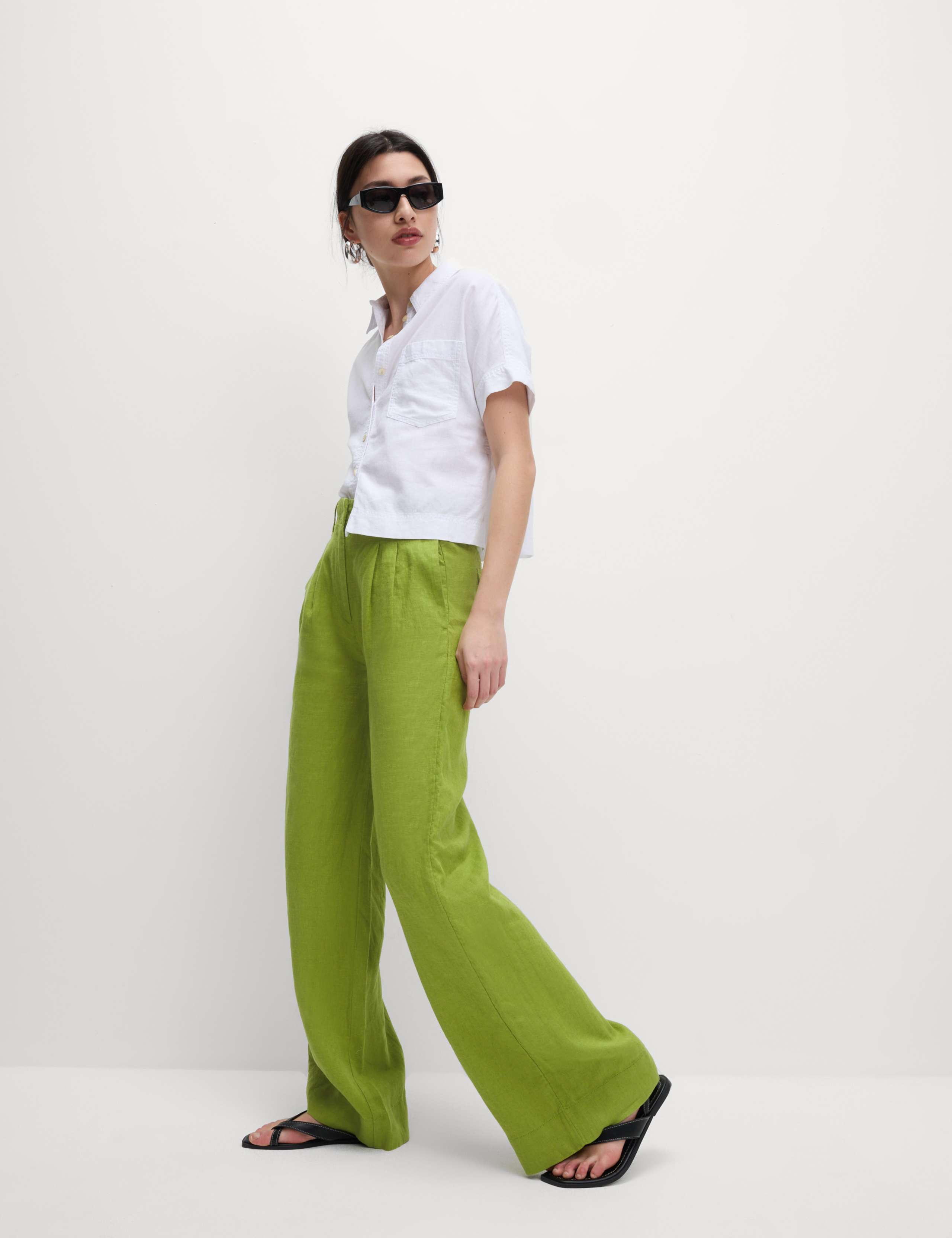 Pure Linen Wide Leg Trousers 5 of 7