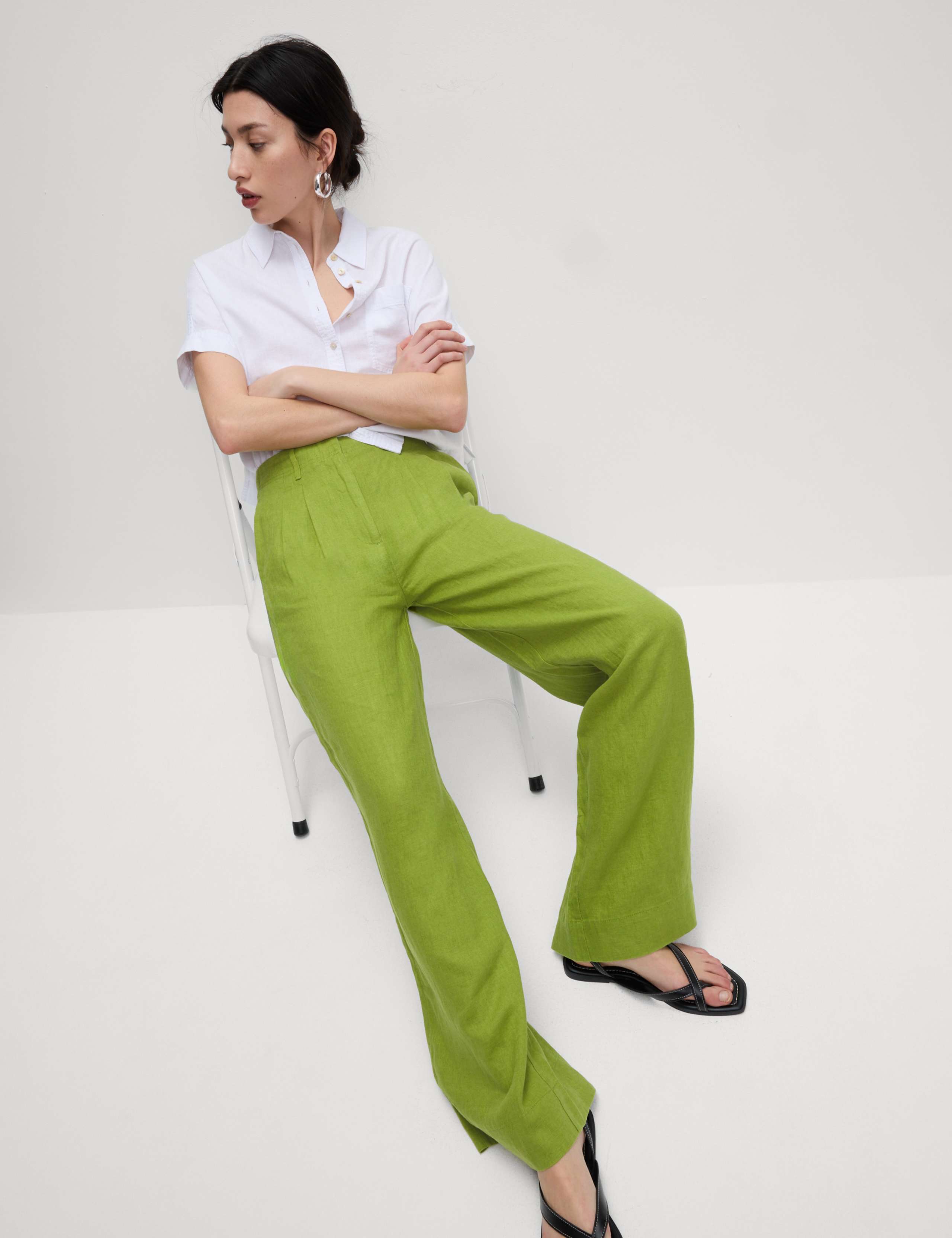 Pure Linen Wide Leg Trousers 7 of 7