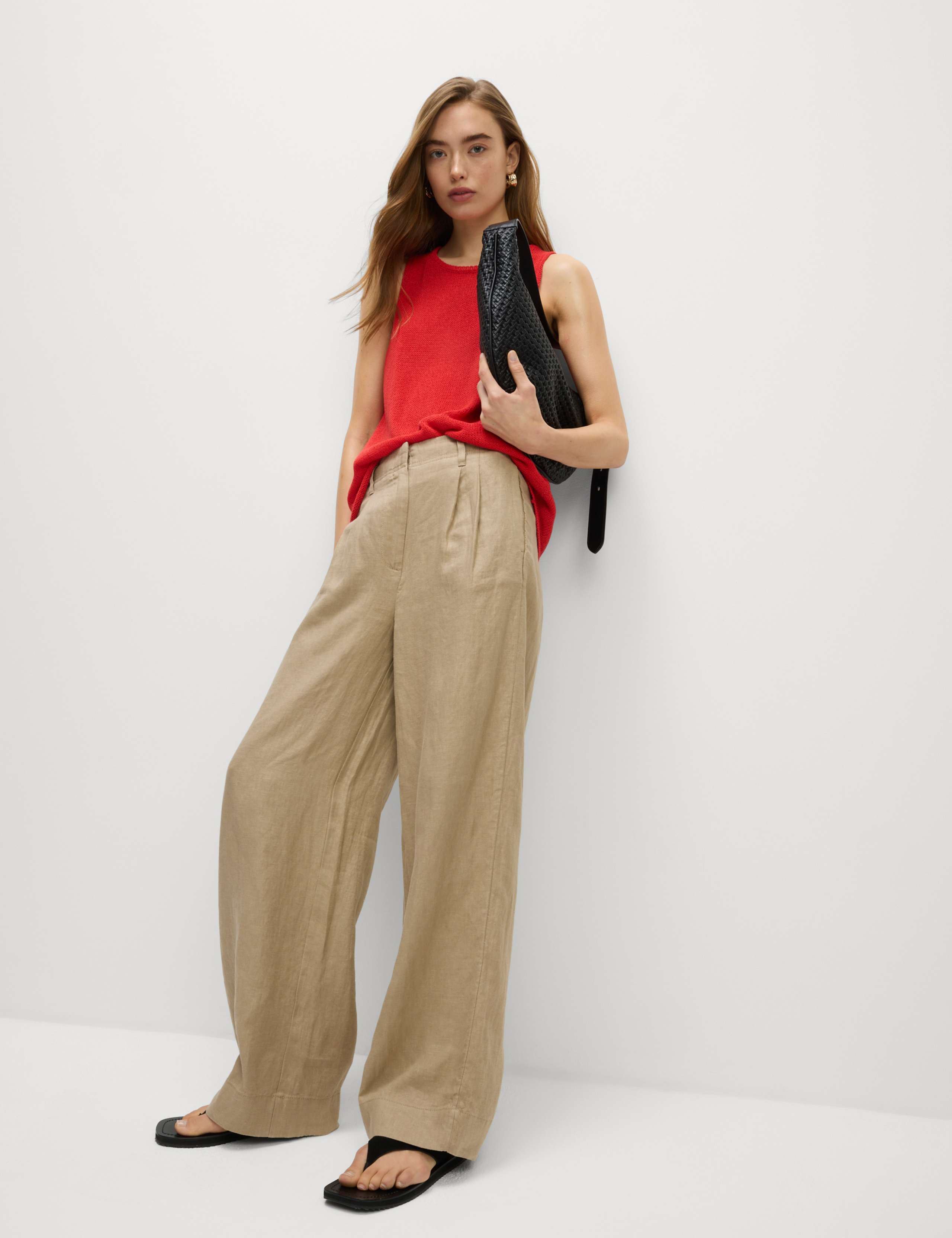Pure Linen Wide Leg Trousers 3 of 5