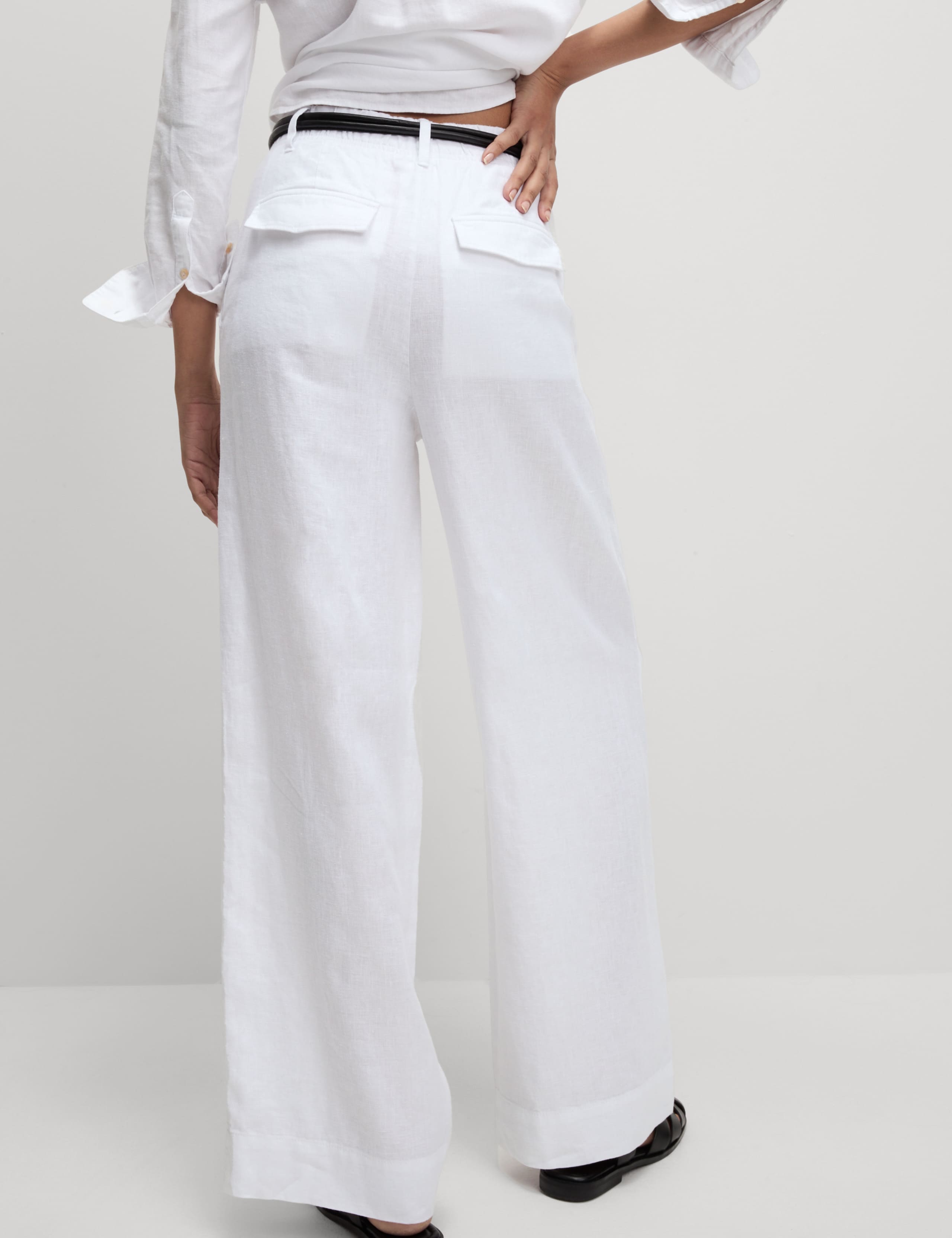 Pure Linen Wide Leg Trousers 4 of 6