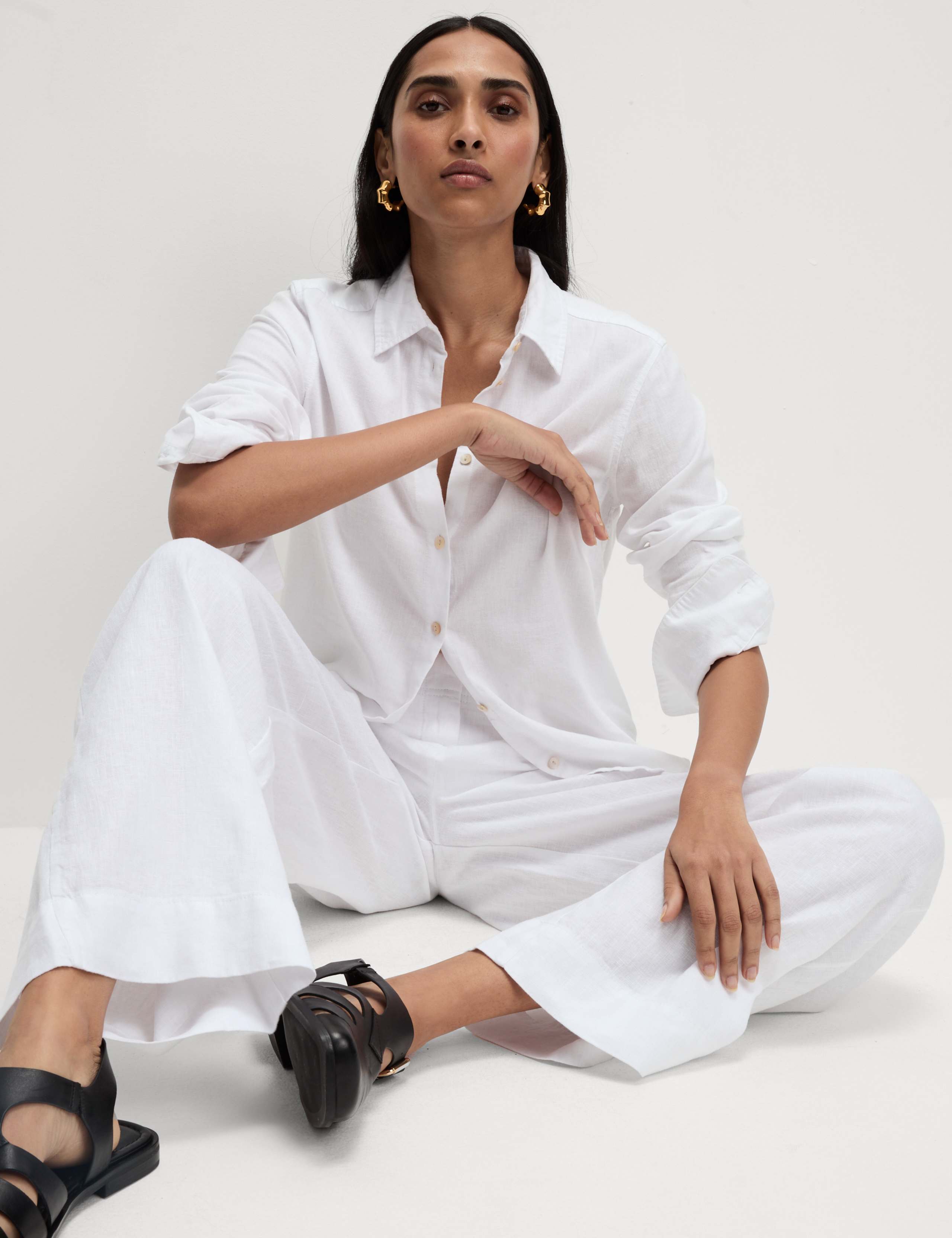 Pure Linen Wide Leg Trousers 5 of 6