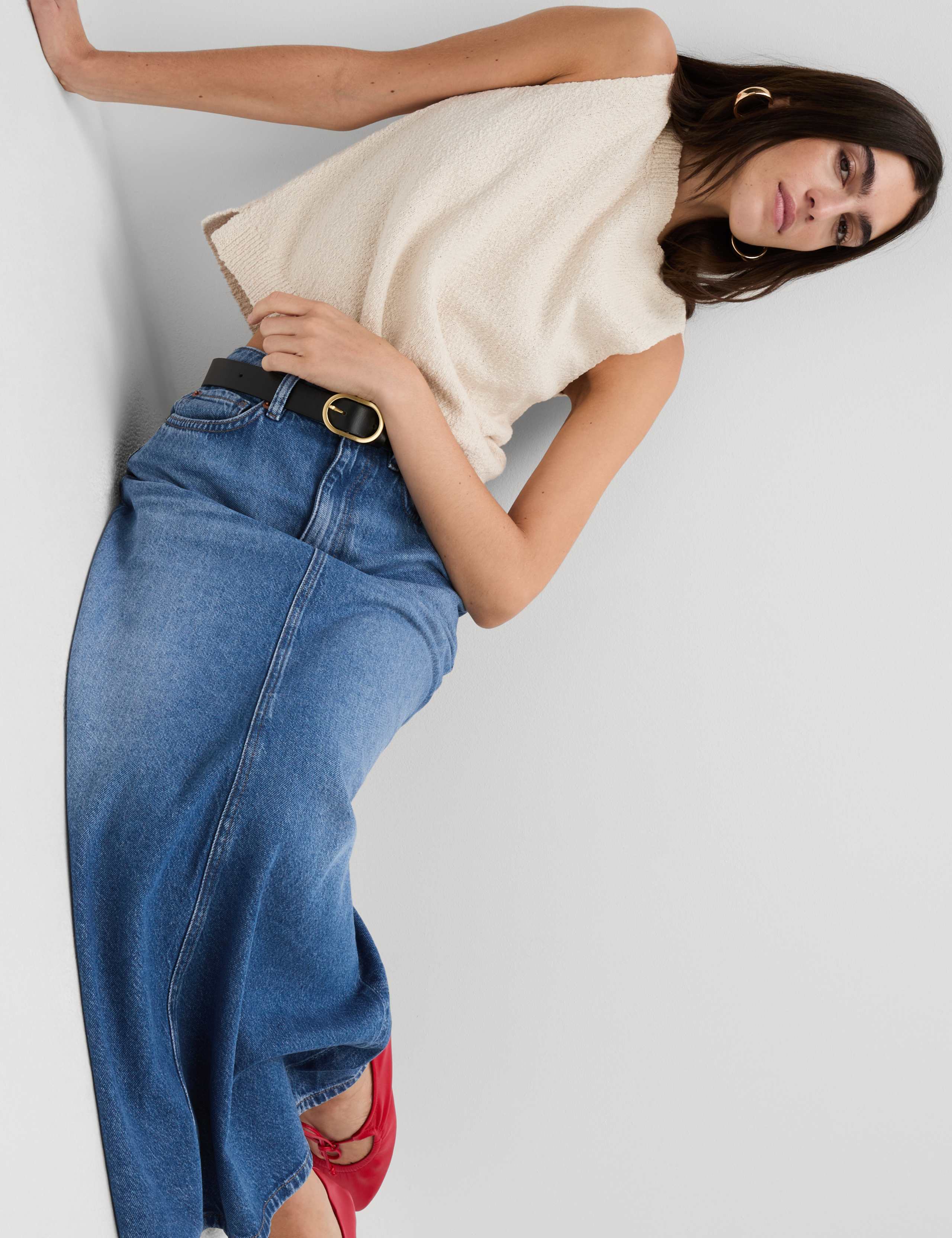 Denim Maxi A-Line Skirt 5 of 5