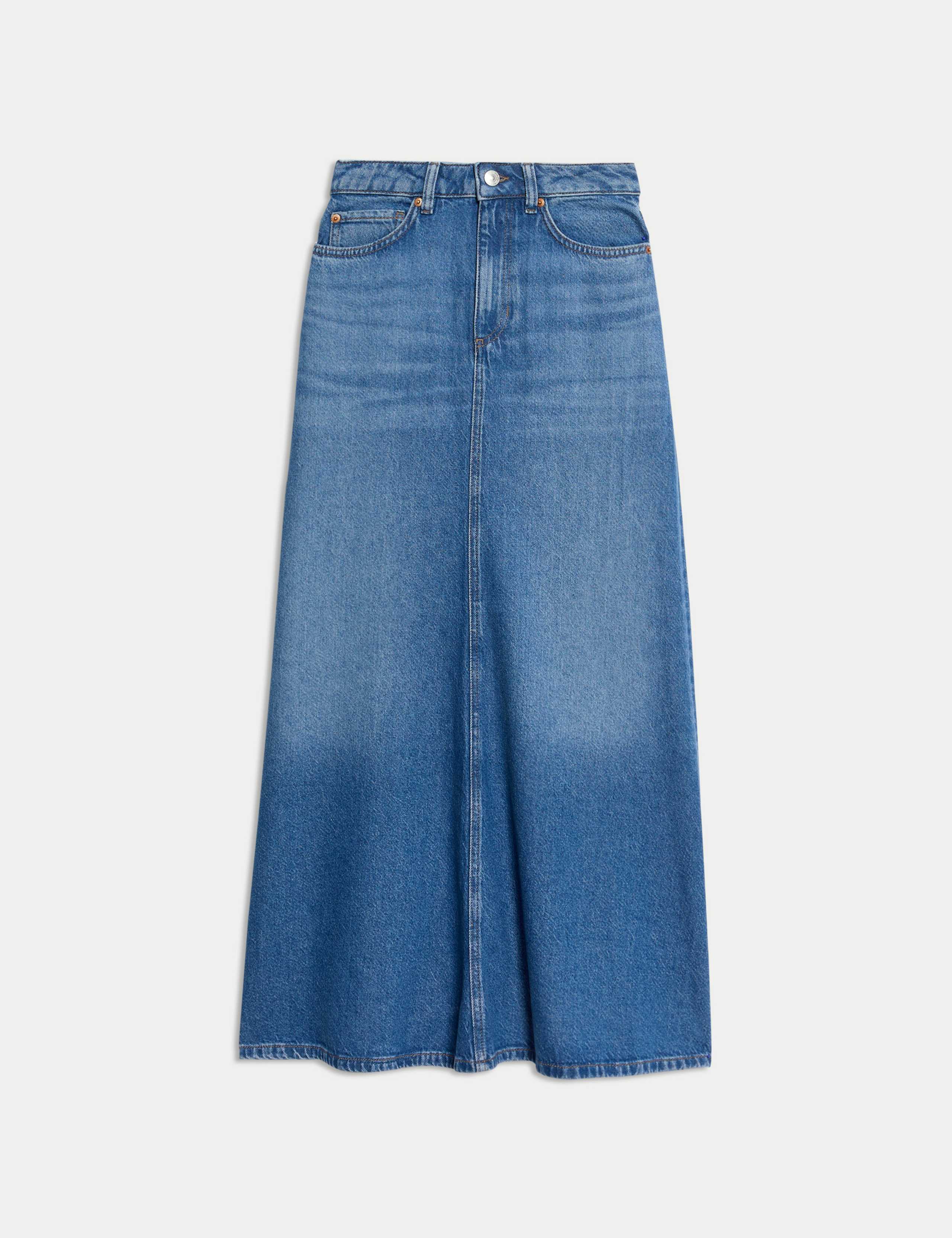 Denim Maxi A-Line Skirt 2 of 5