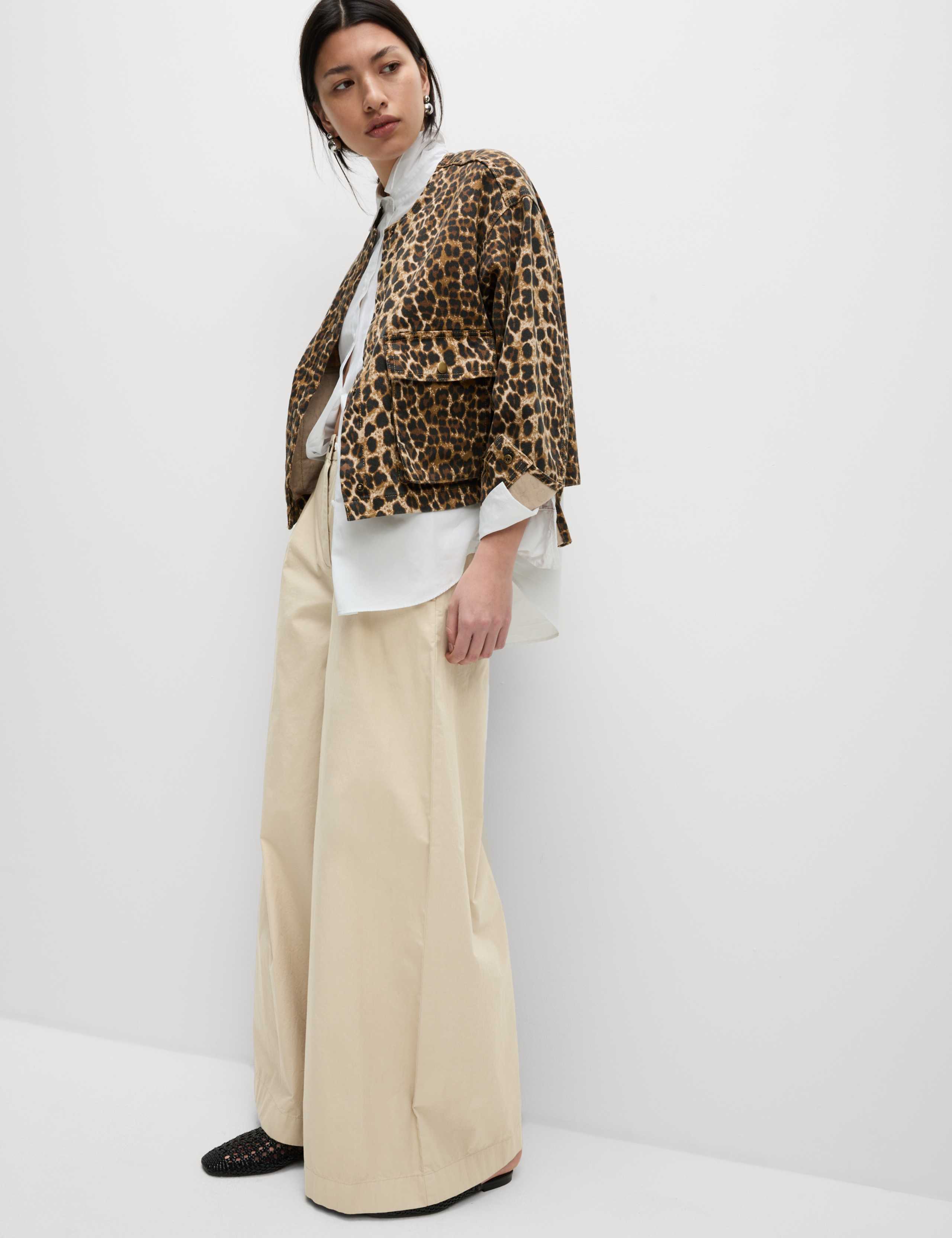 Pure Cotton Pleated Wide Leg Chinos 4 of 5
