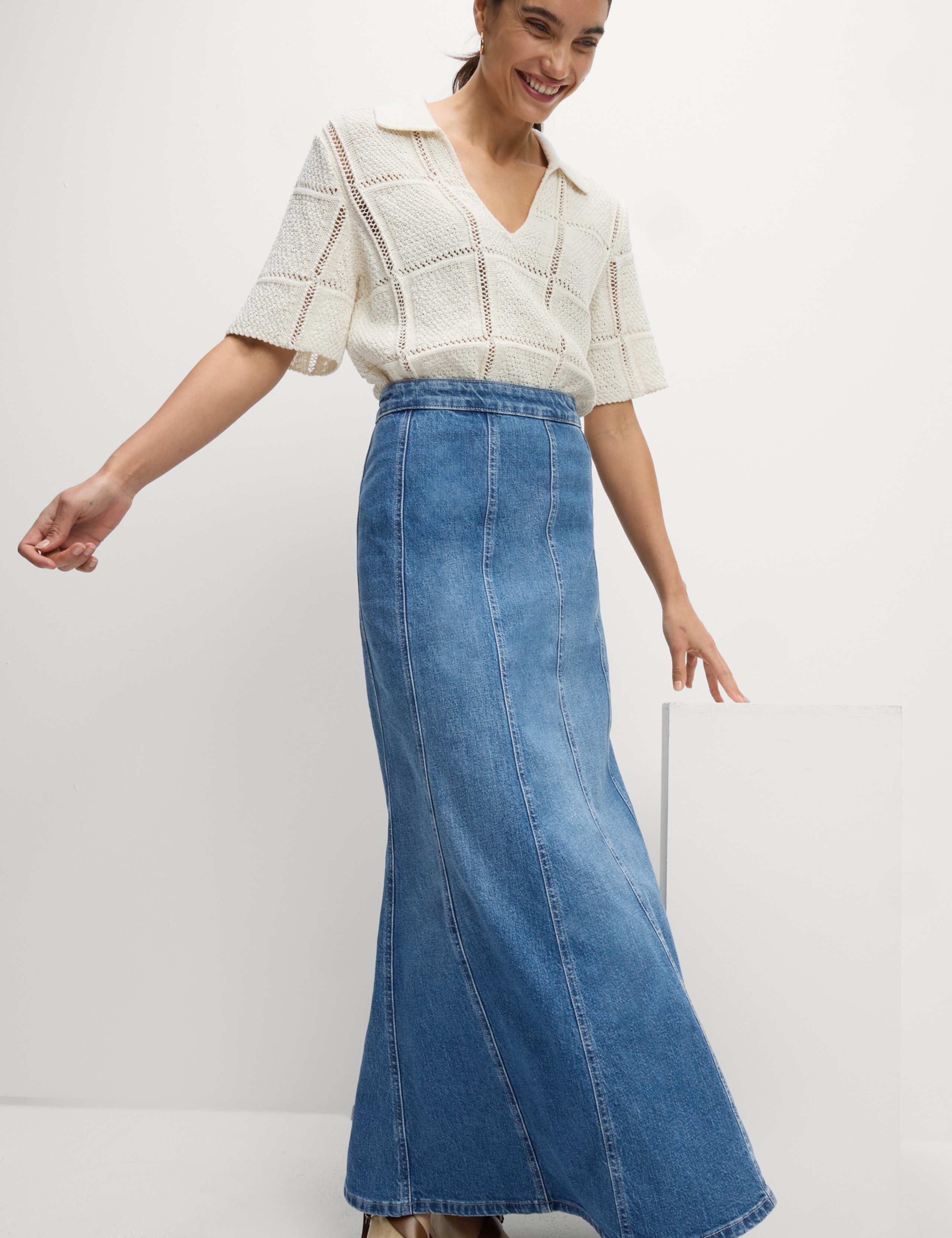 Denim Maxi Skirt 3 of 6