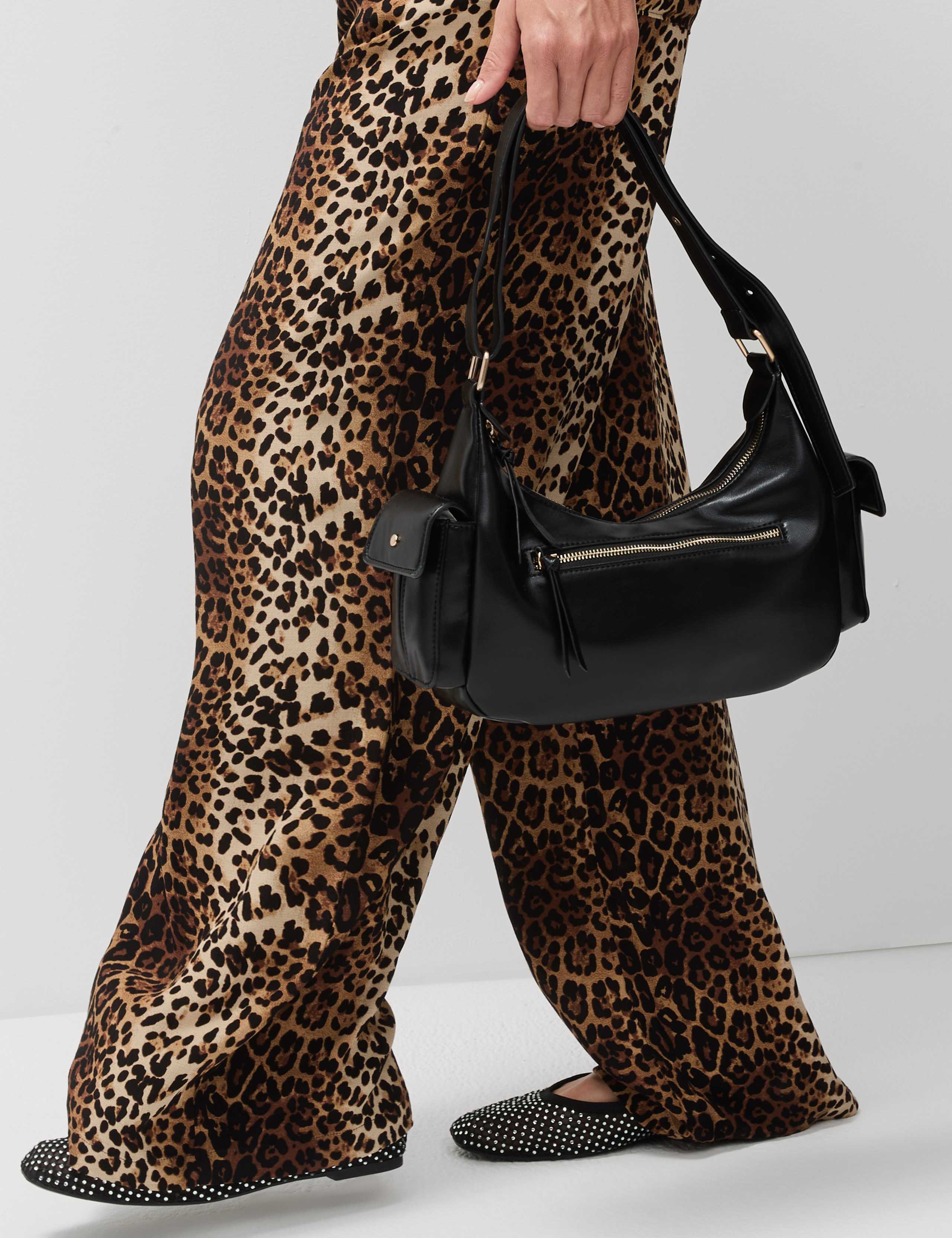 Animal Print Drawstring Wide Leg Trousers 1 of 7