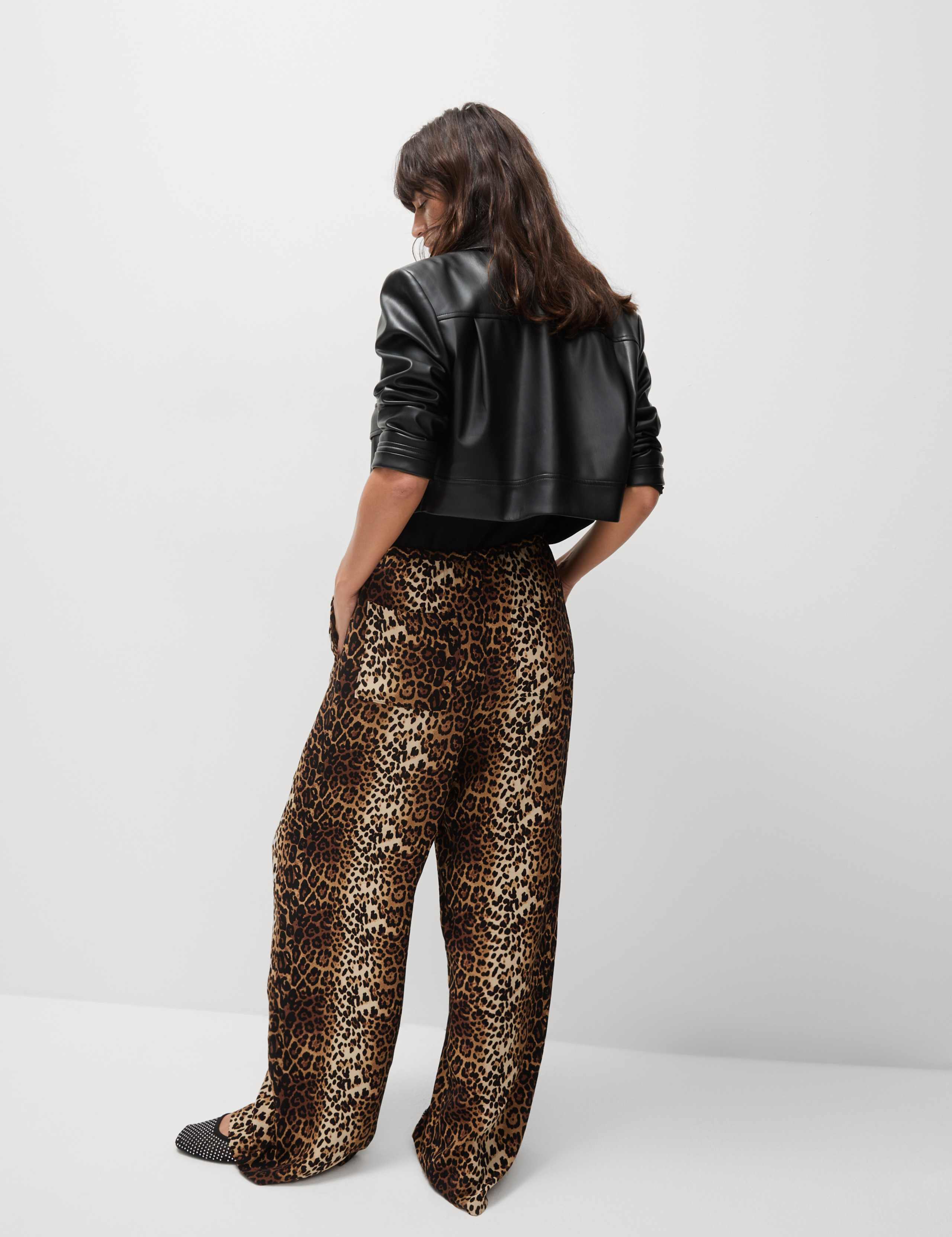 Animal Print Drawstring Wide Leg Trousers 5 of 7