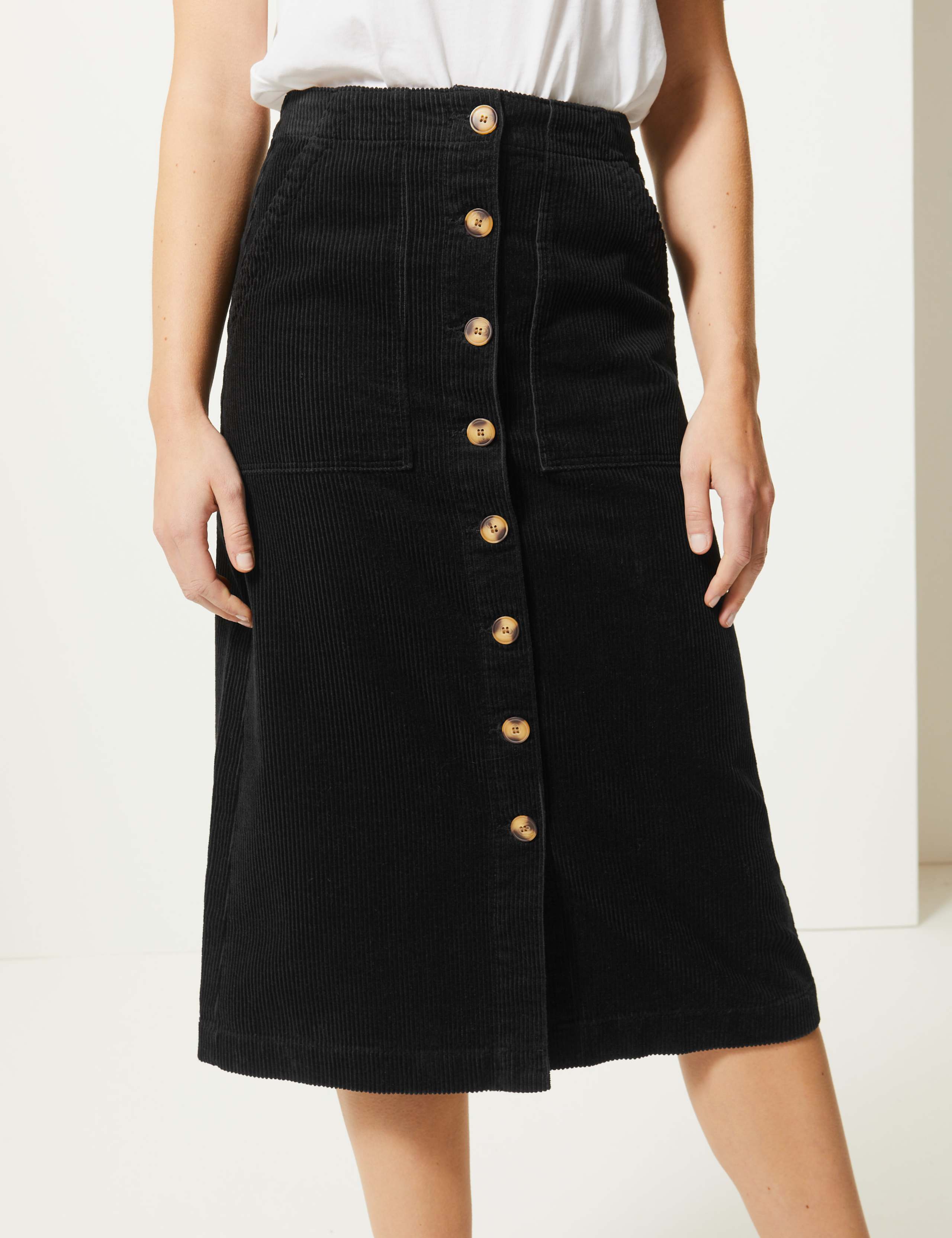 Pure Cotton Corduroy A-Line Midi Skirt 4 of 4