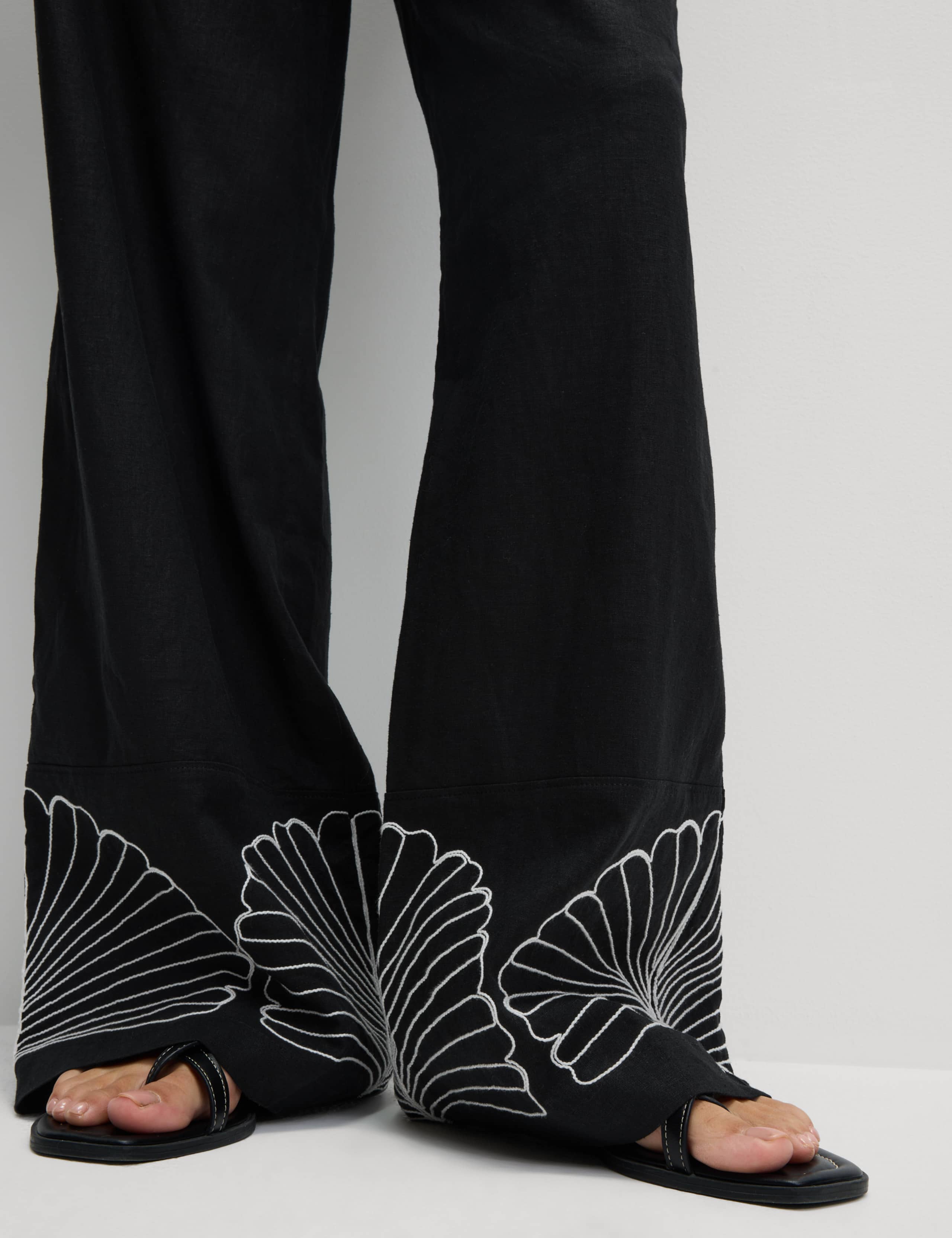Linen Rich Drawstring Wide Leg Trousers 5 of 6