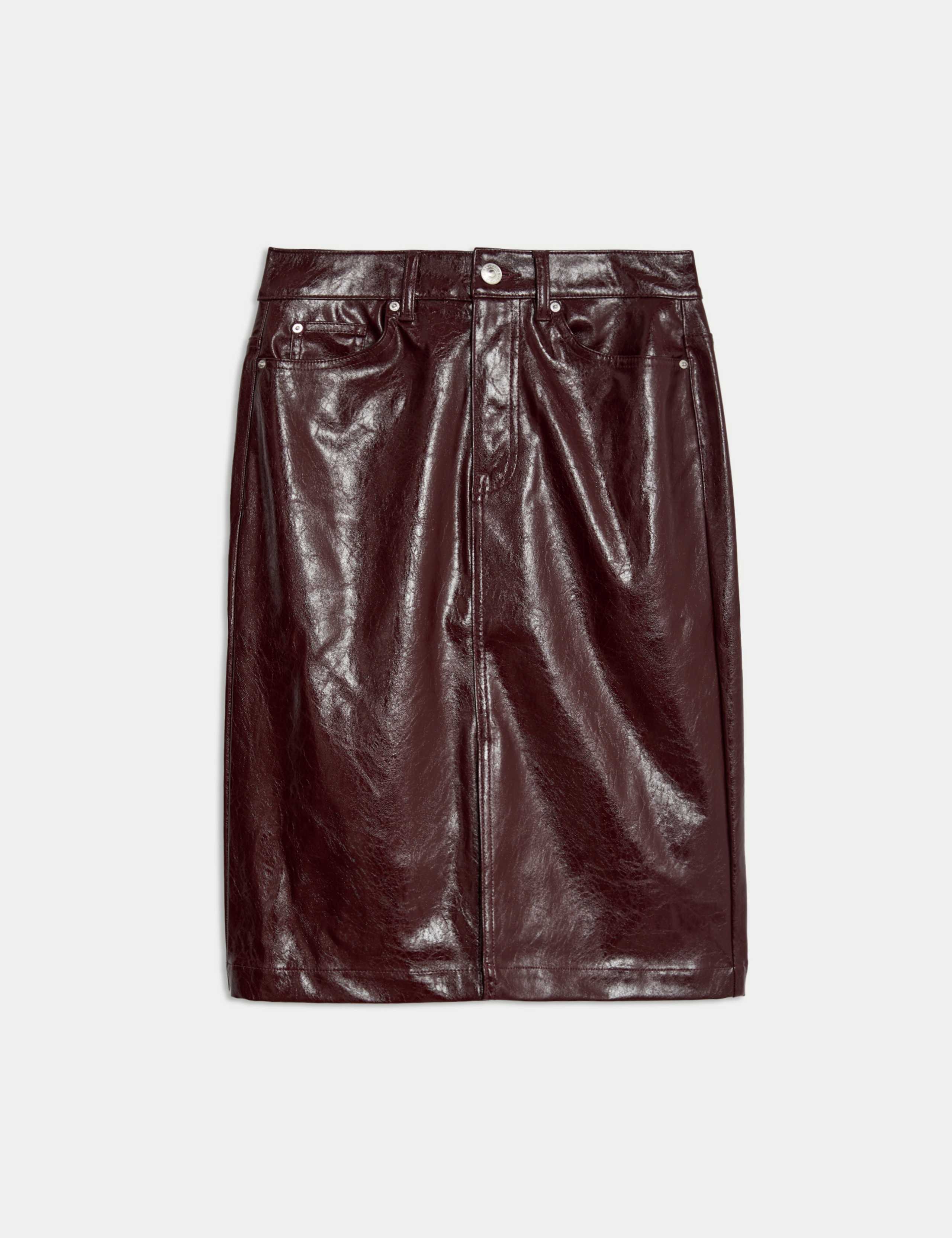 Vinyl Knee Length A-Line Skirt 2 of 6