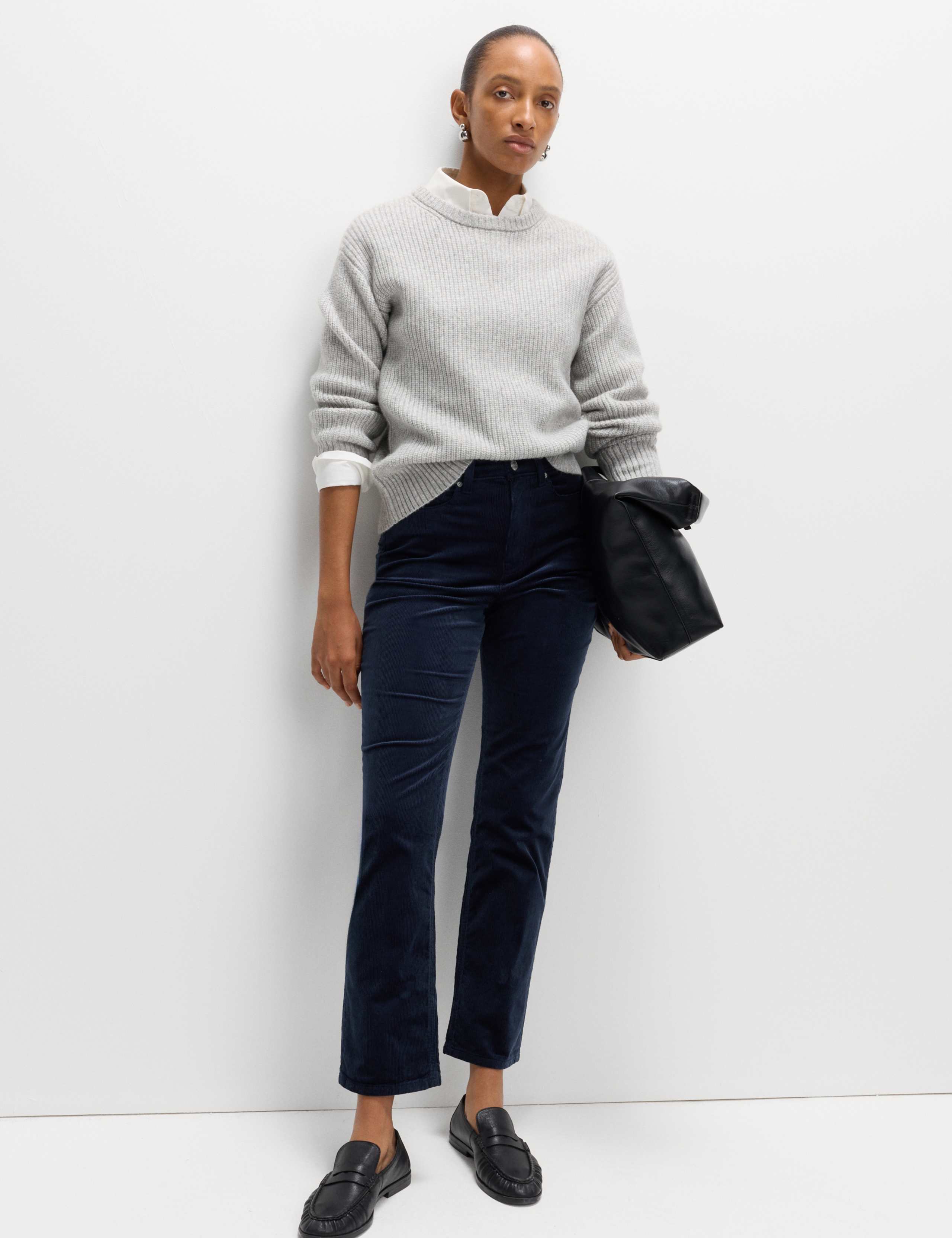 Cotton Rich Cord Straight Leg Trousers with Modal 1 of 6