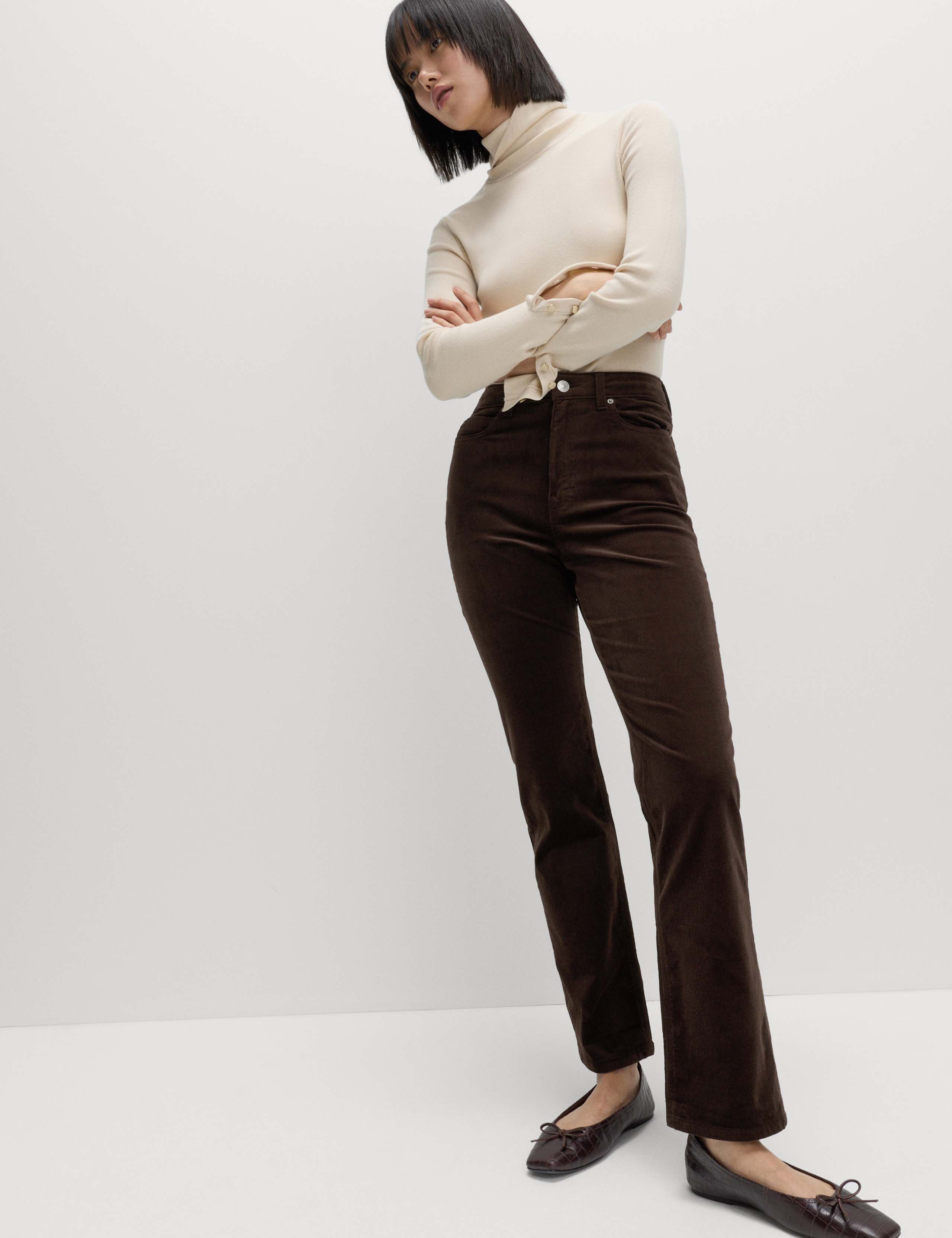 Cotton Rich Cord Straight Leg Trousers with Modal 1 of 7