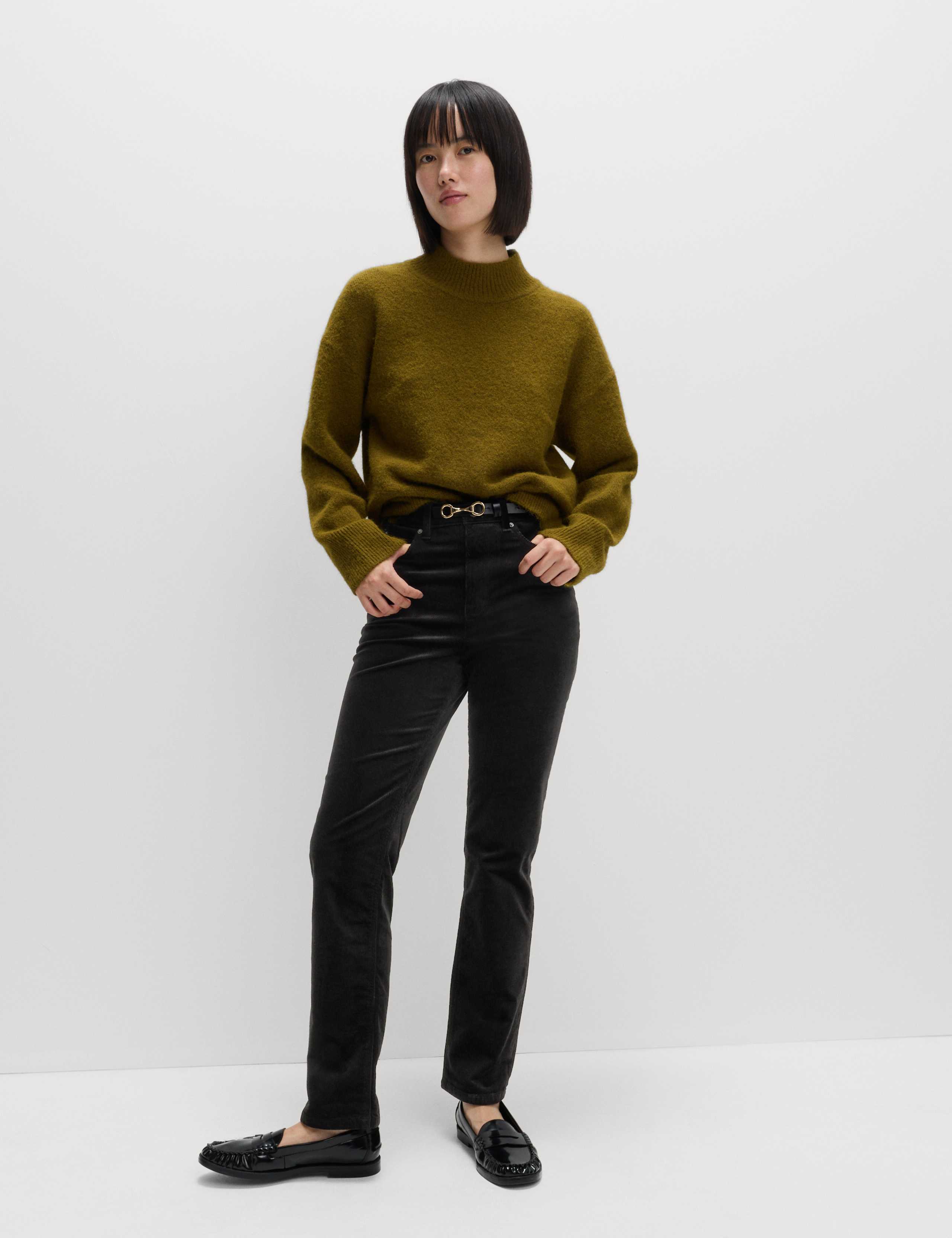 Cotton Rich Cord Straight Leg Trousers with Modal 1 of 5