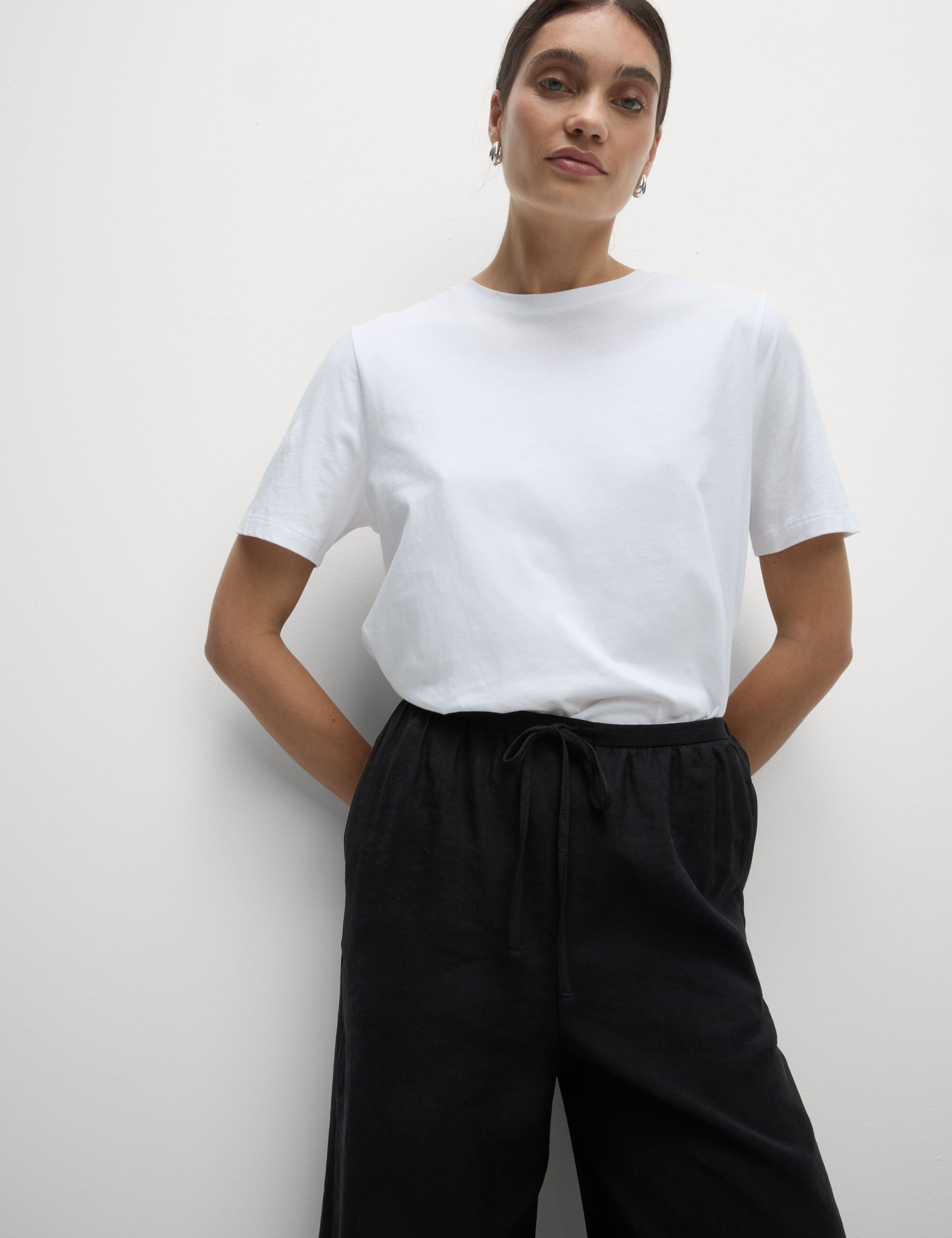 Lyocell Rich Wide Leg Cropped Trousers 3 of 5