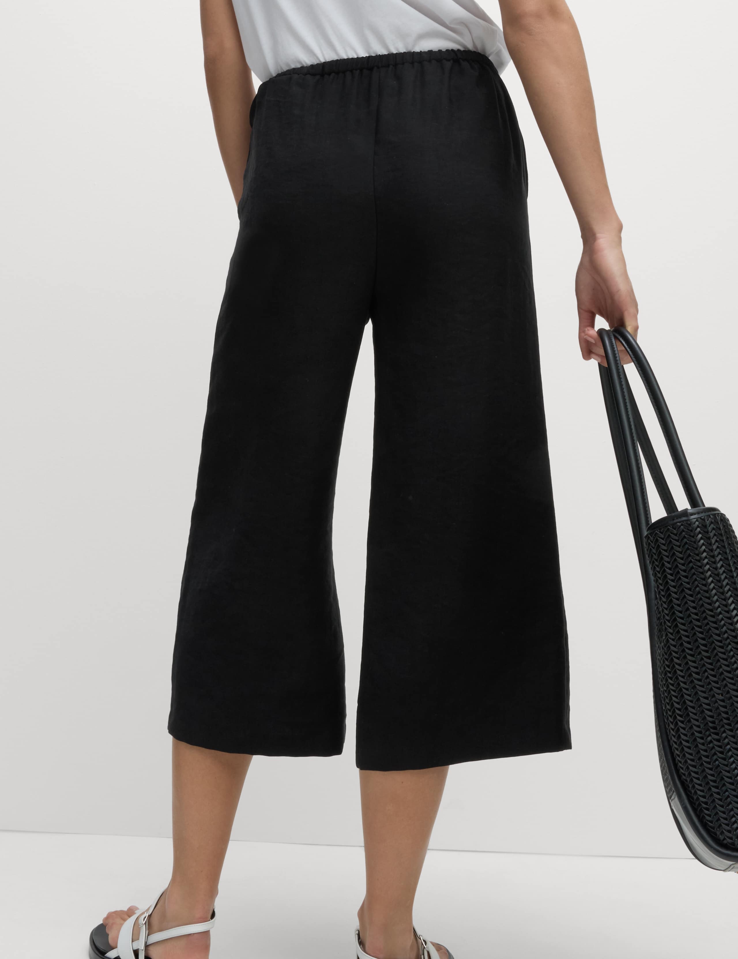 Lyocell Rich Wide Leg Cropped Trousers 5 of 5