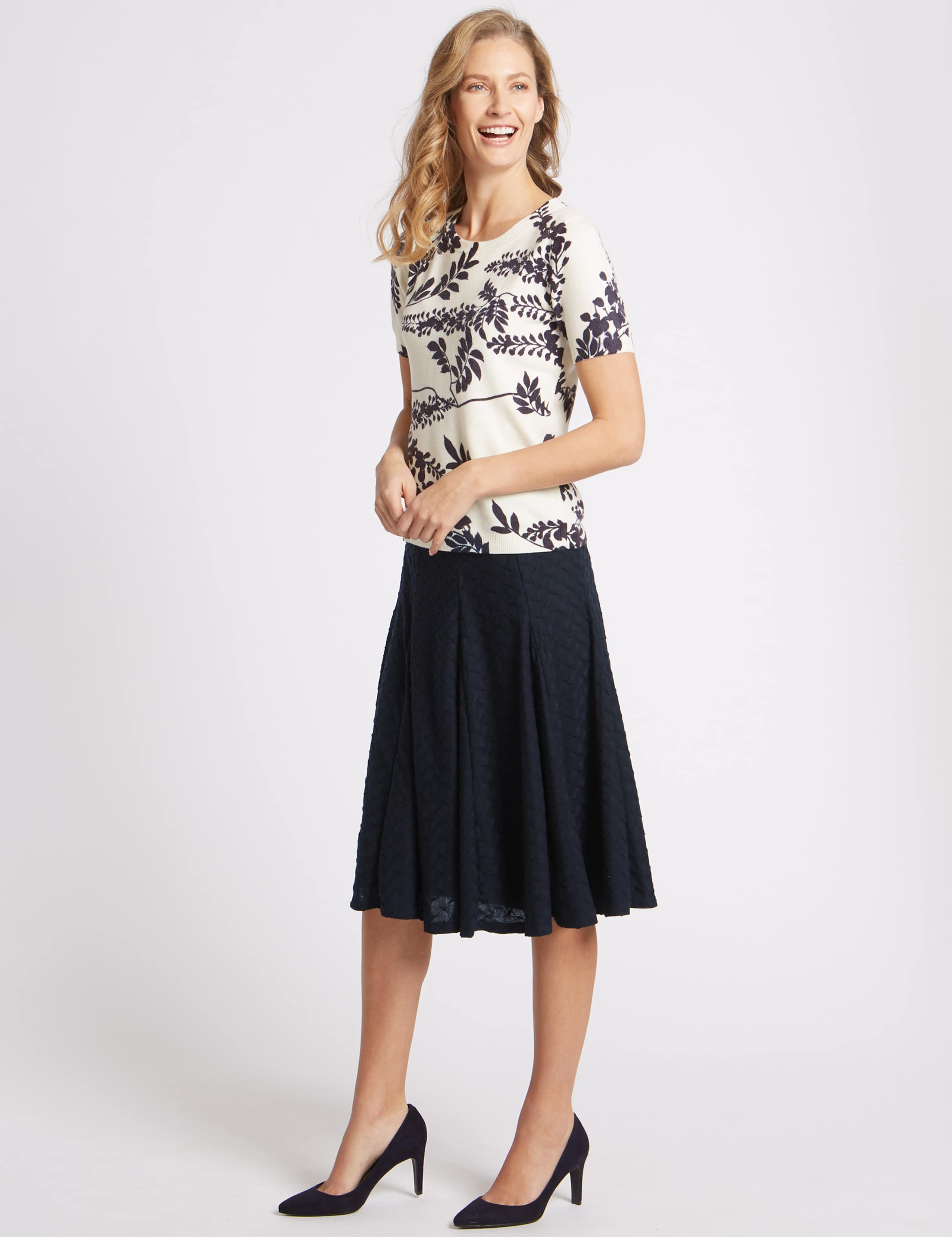 Textured A-Line Midi Skirt 1 of 5