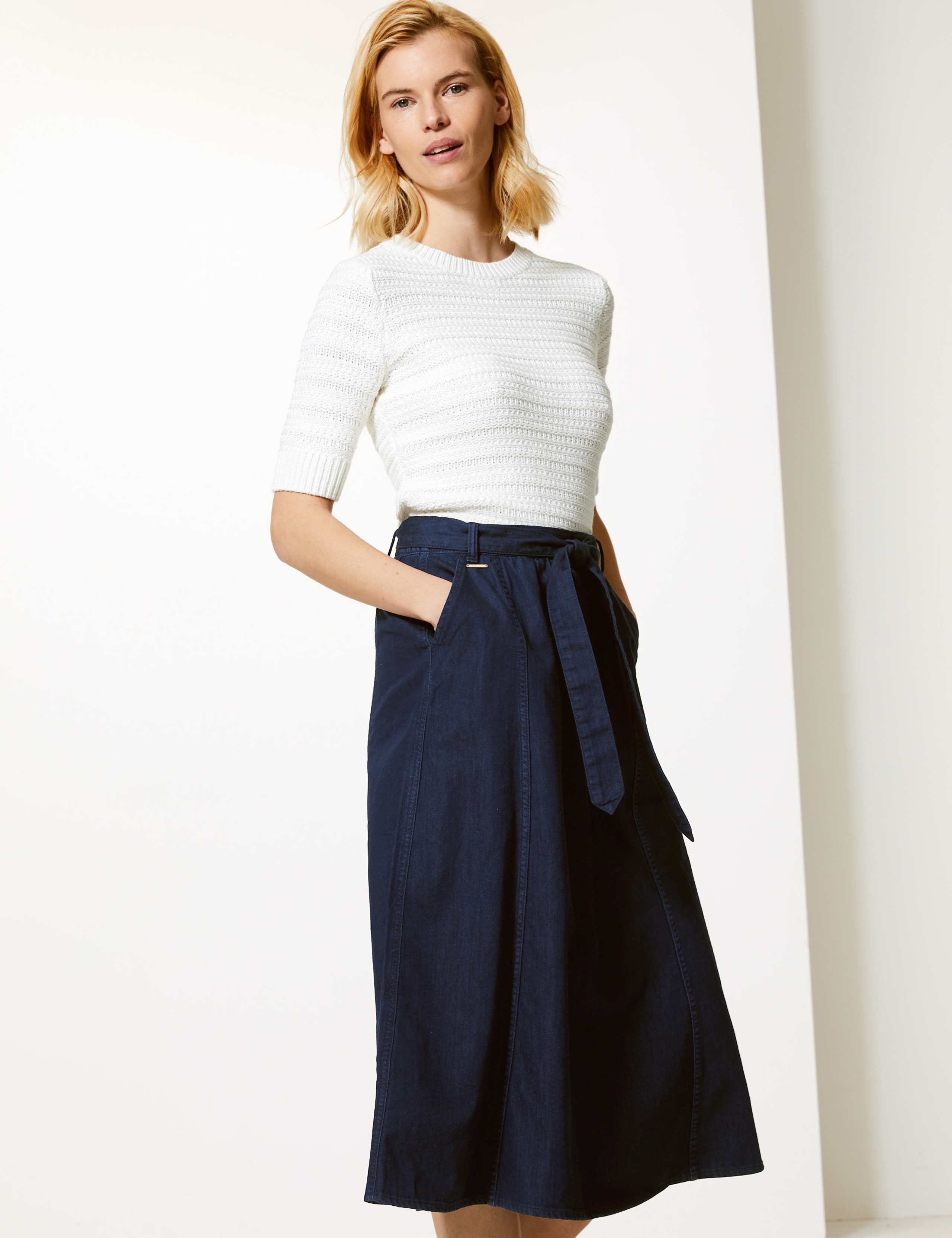 Denim Midi Skirt 1 of 4