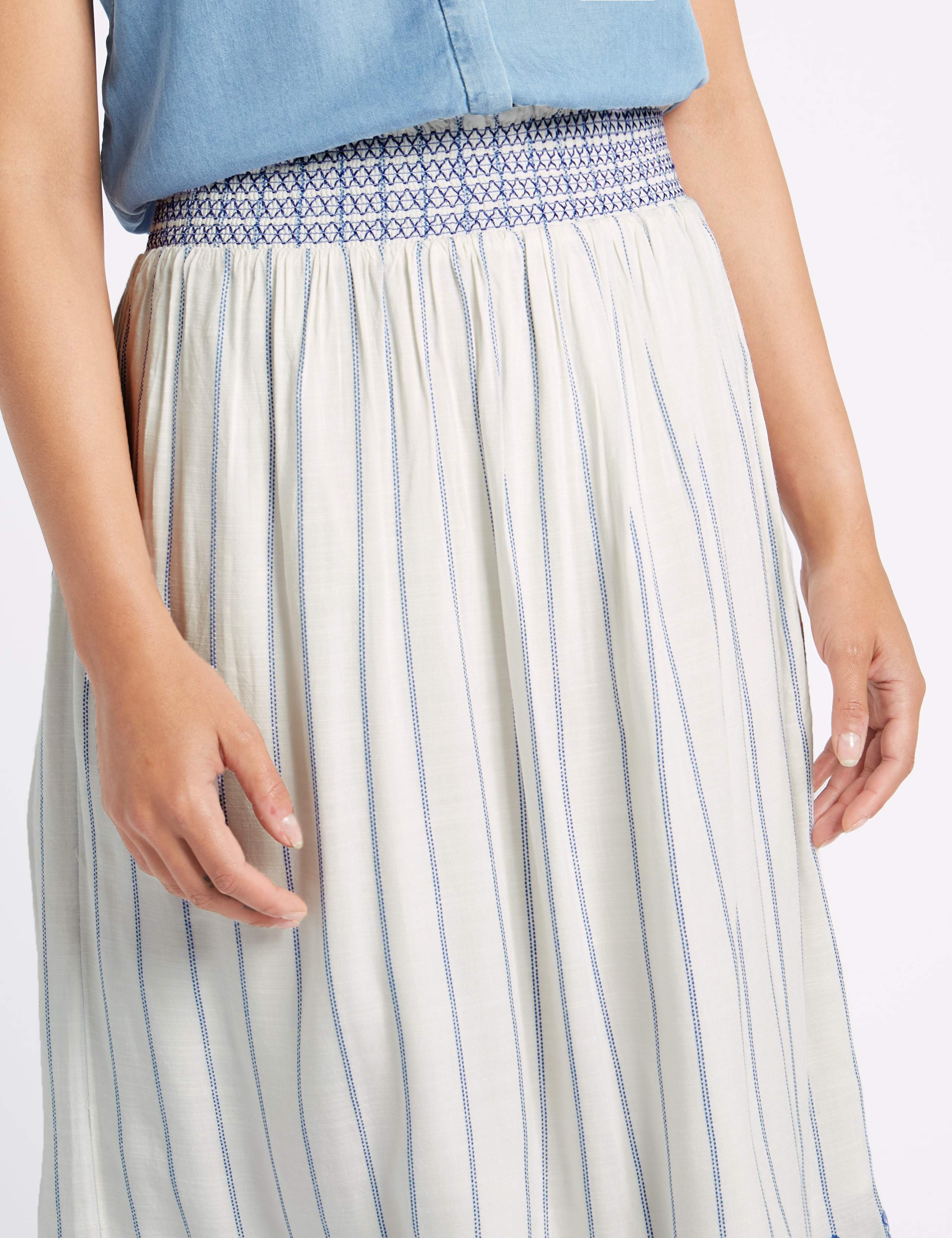 Striped Embroidered Hem Midi Skirt 6 of 6