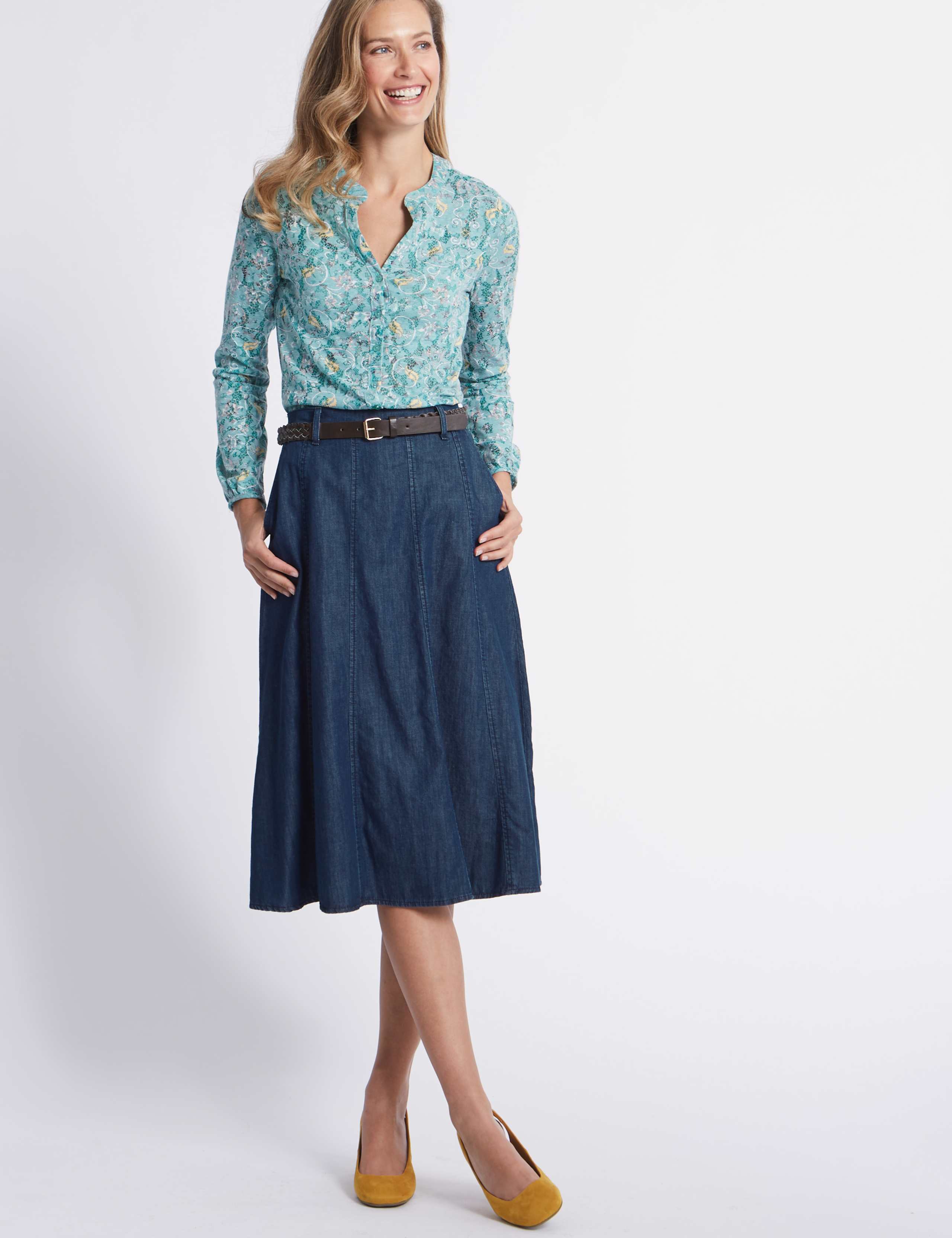Panelled Denim Midi Skirt 3 of 5