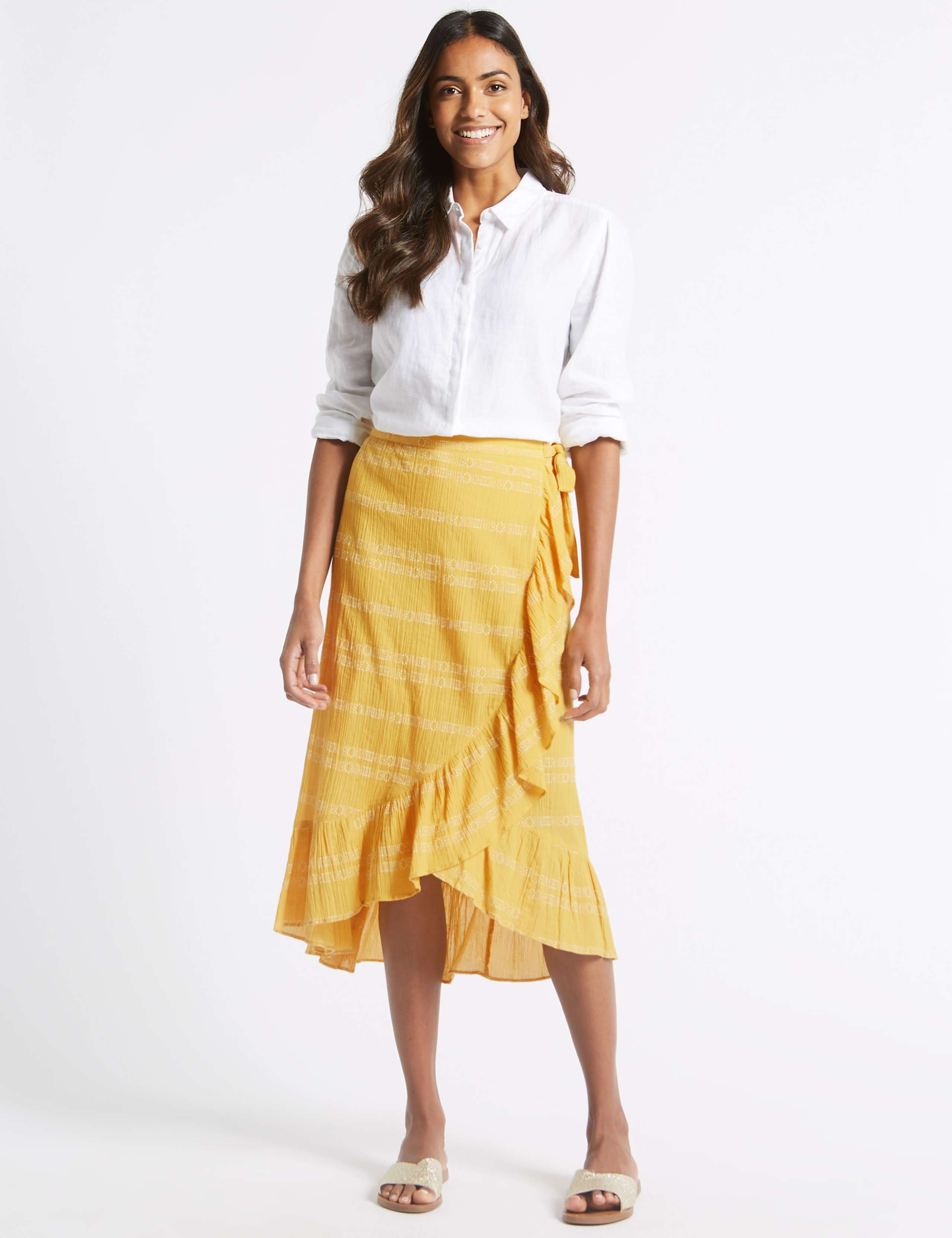 Pure Cotton Jacquard Print Full Midi Skirt 1 of 5