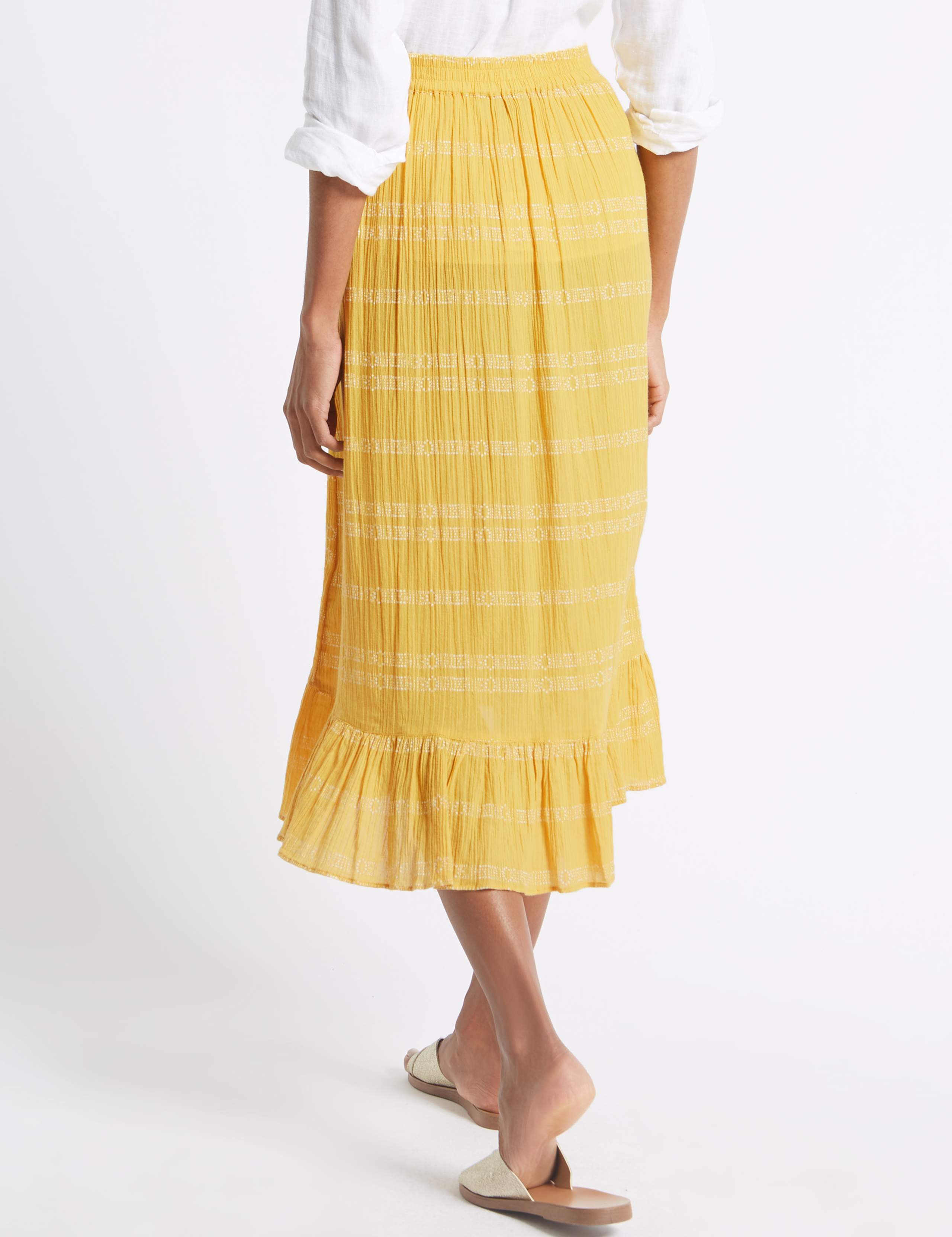 Pure Cotton Jacquard Print Full Midi Skirt 4 of 5