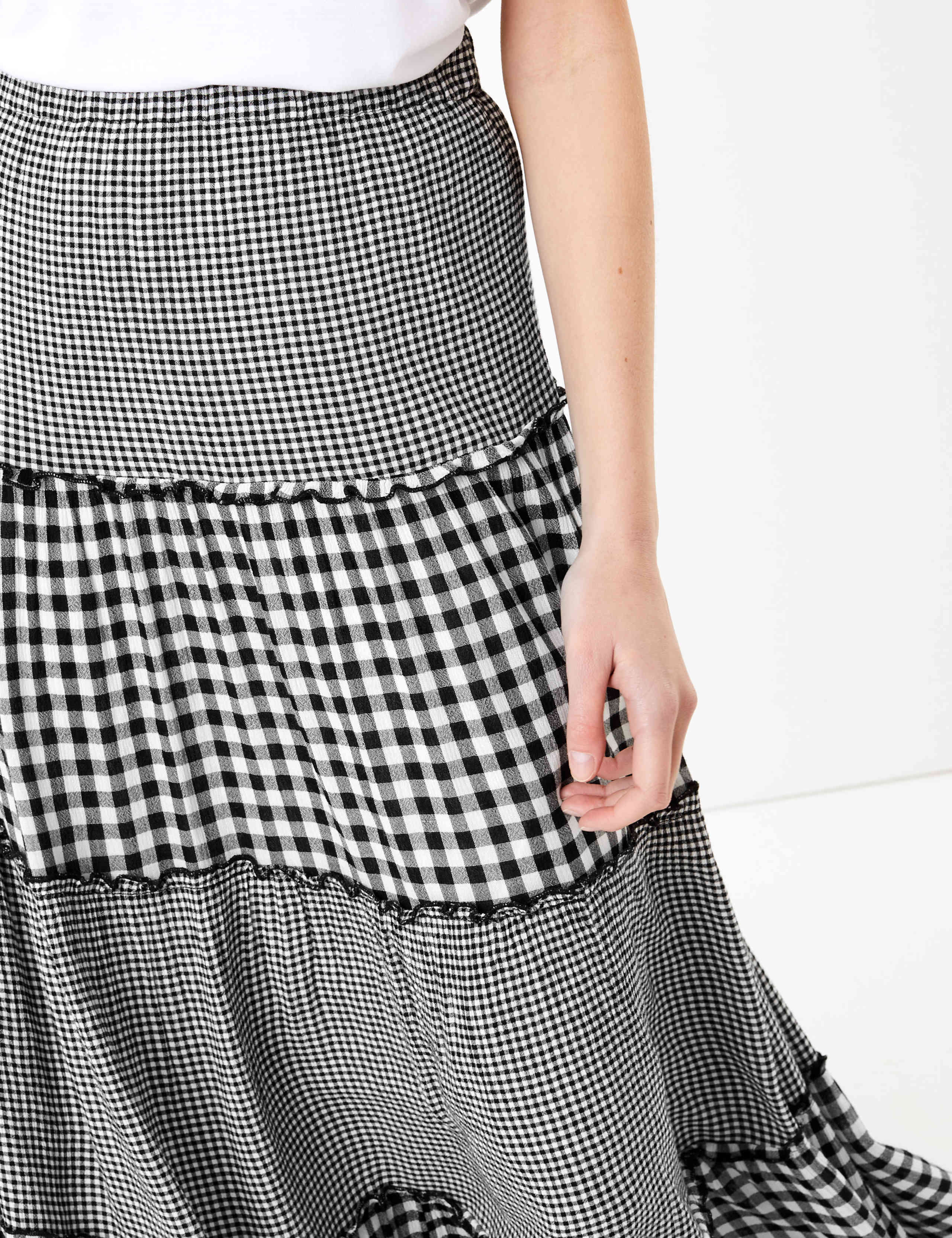 Gingham Tiered Maxi Skater Skirt 4 of 5
