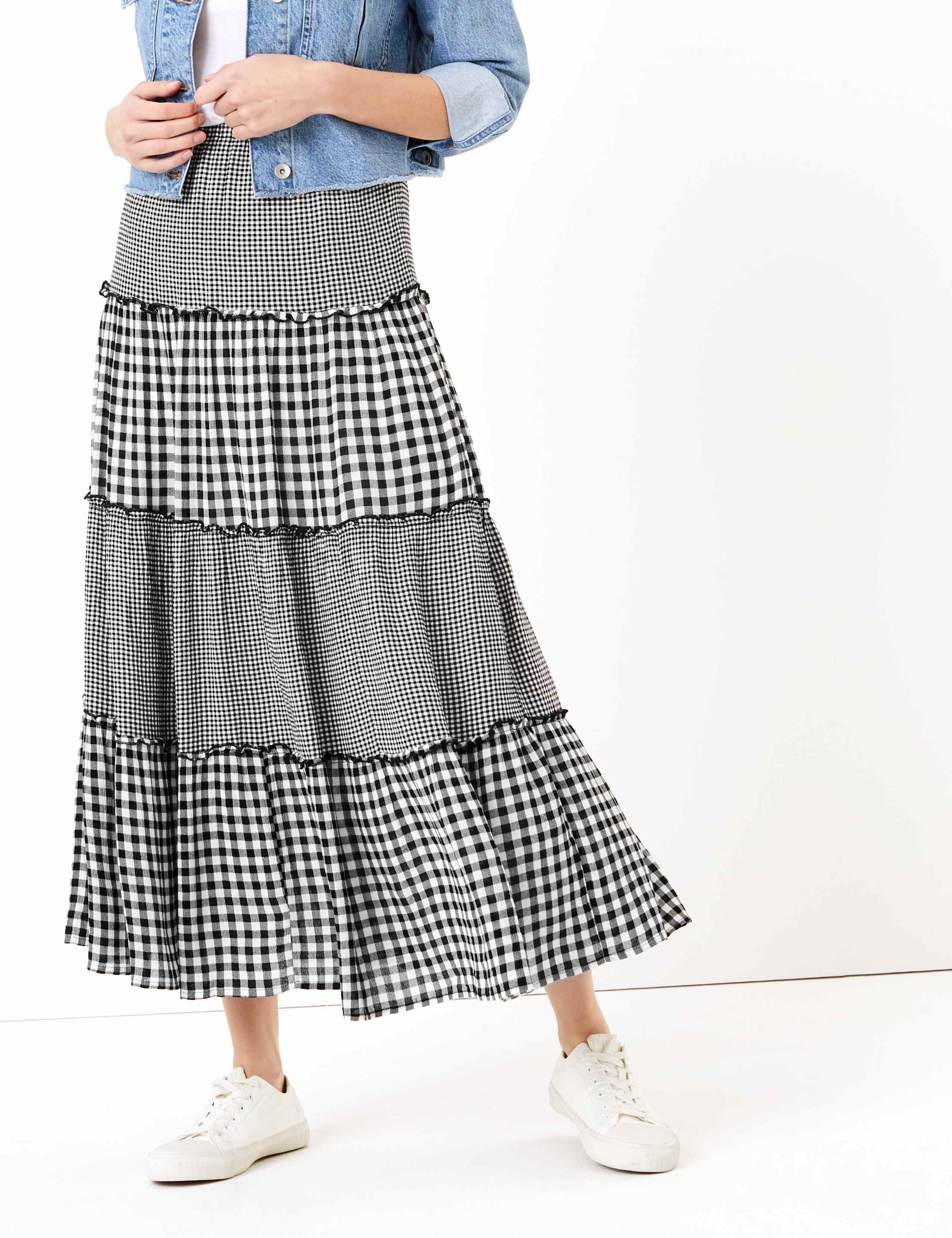 Gingham Tiered Maxi Skater Skirt 5 of 5