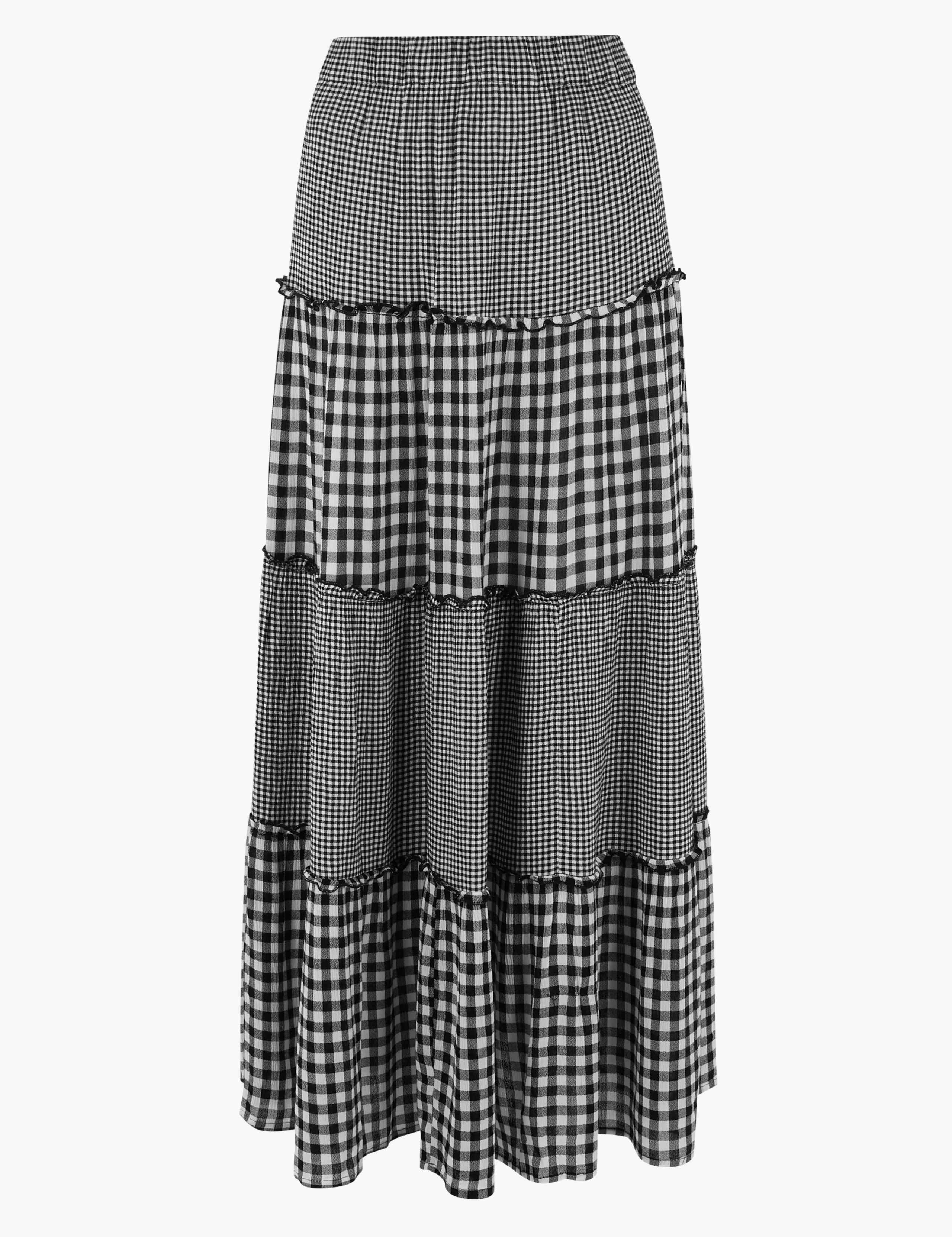 Gingham Tiered Maxi Skater Skirt 2 of 5