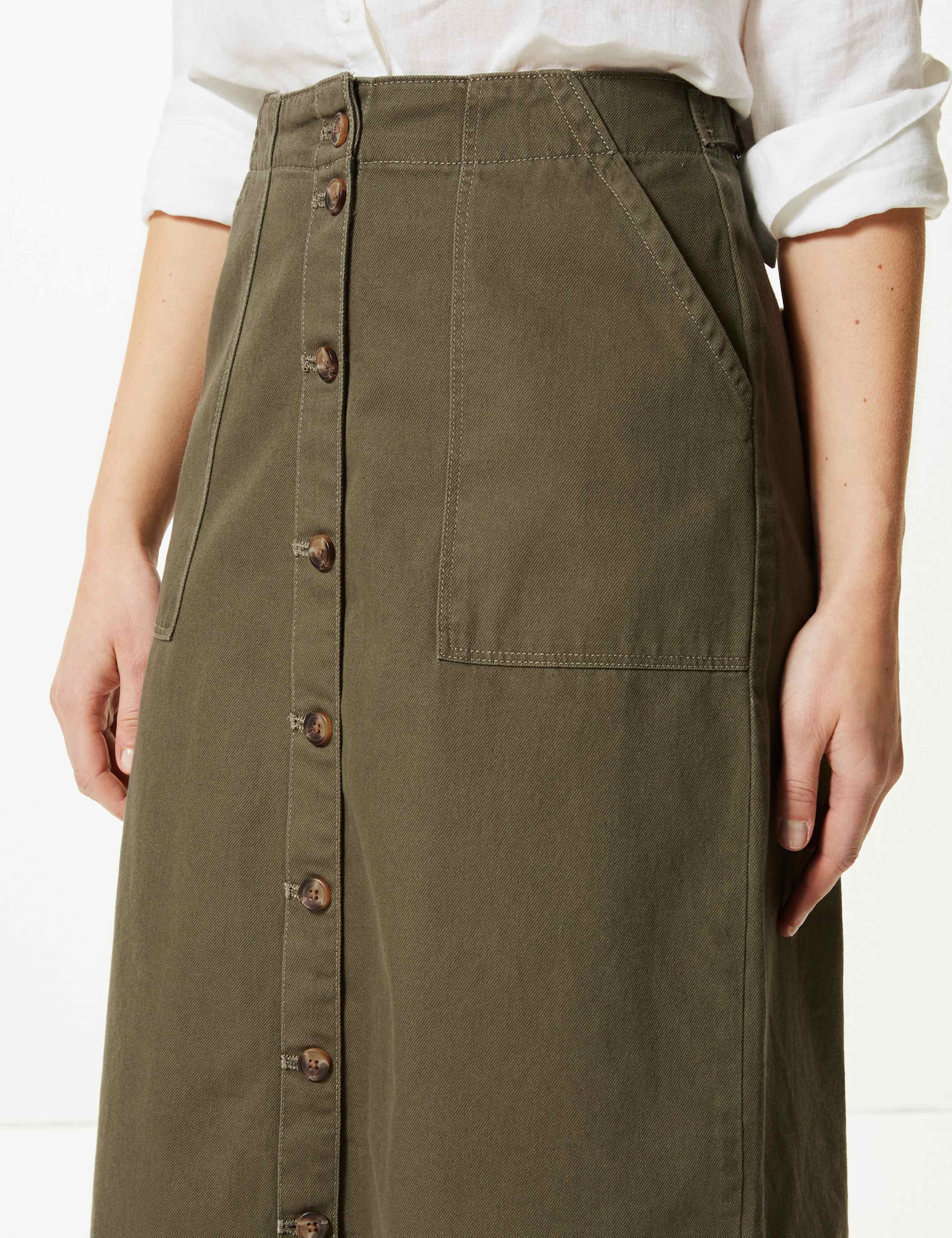 Pure Cotton A-Line Knee Length Cargo Skirt 4 of 4
