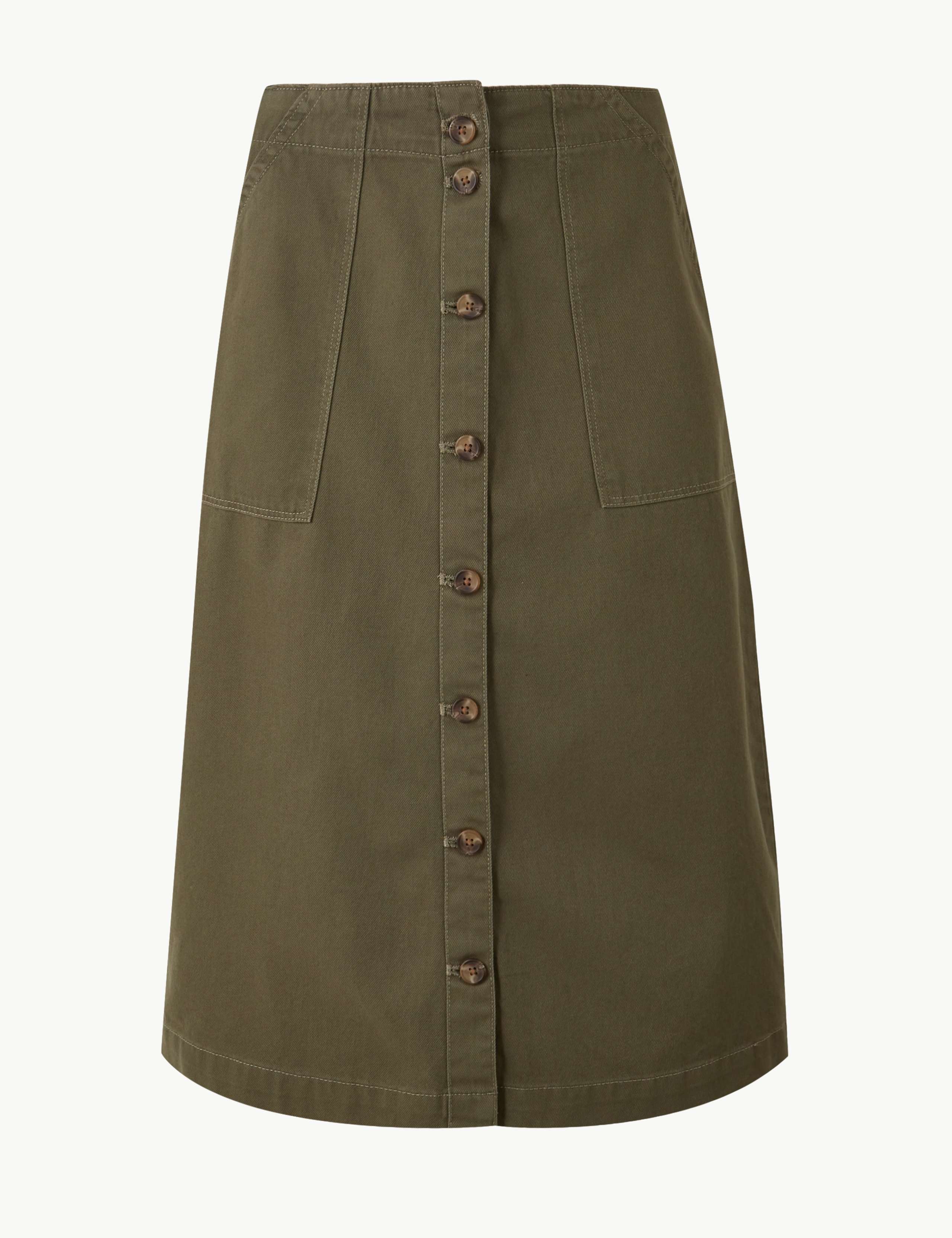 Pure Cotton A-Line Knee Length Cargo Skirt 2 of 4