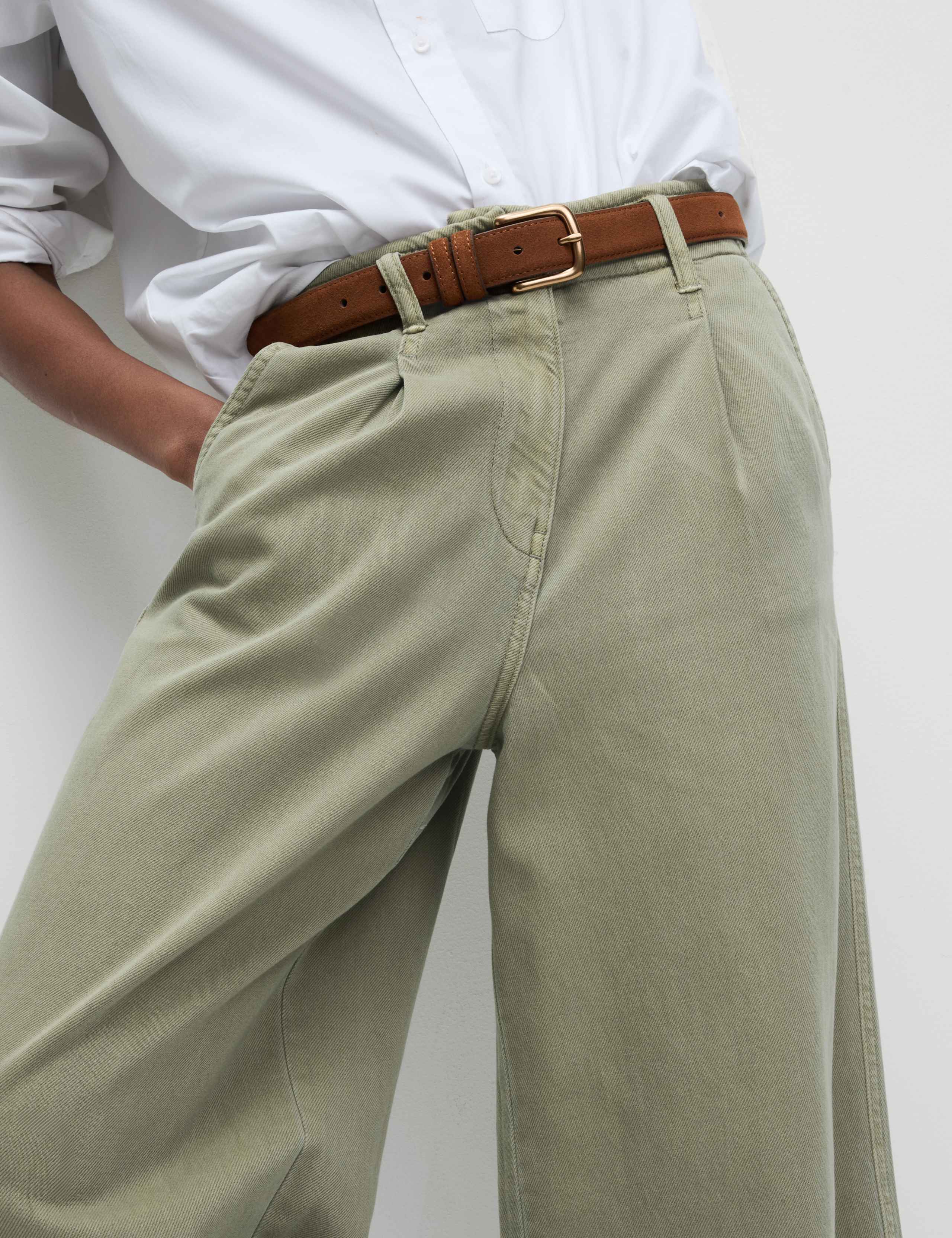 Cotton Rich Slouchy Wide Leg Trousers 1 of 7