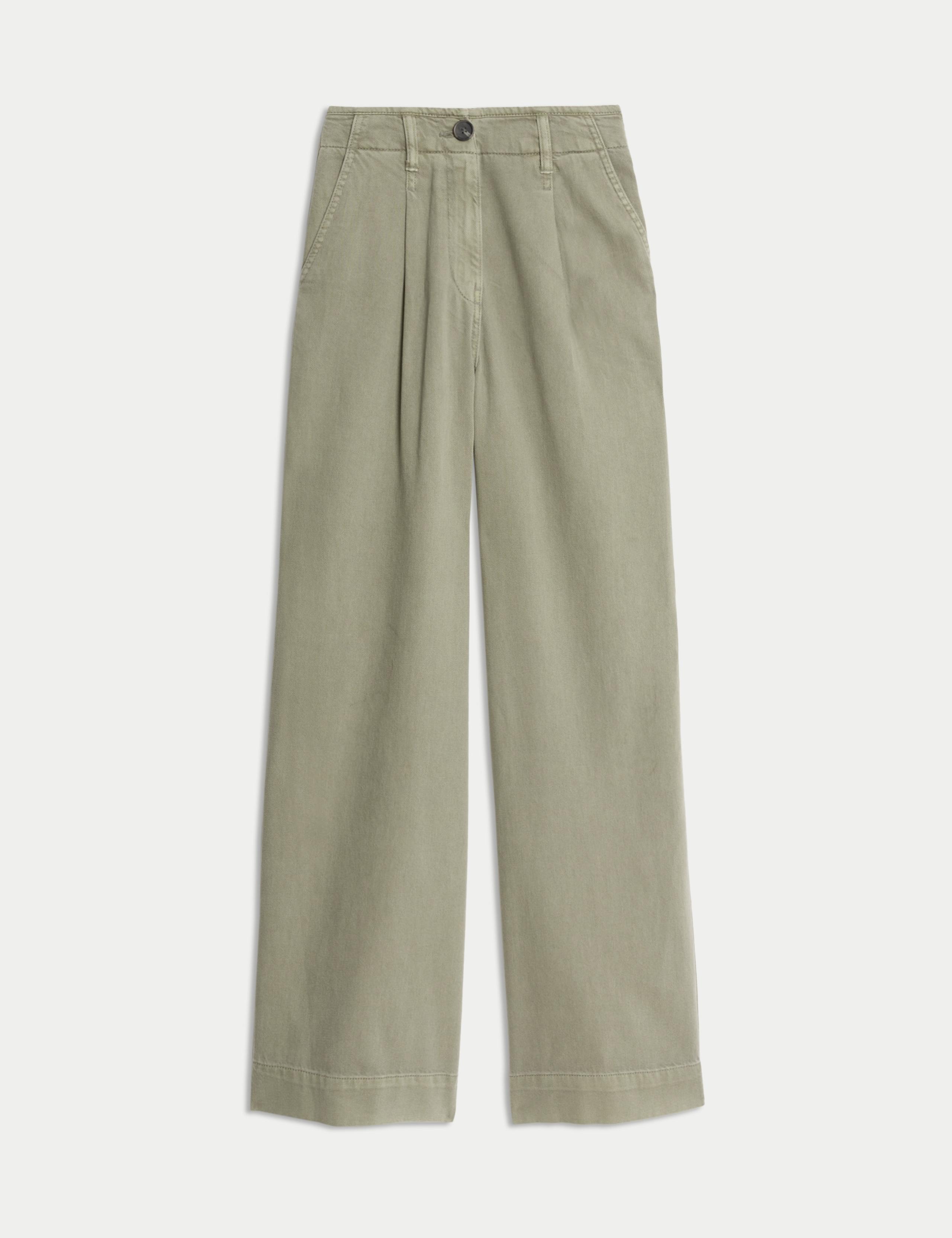 Cotton Rich Slouchy Wide Leg Trousers 2 of 7