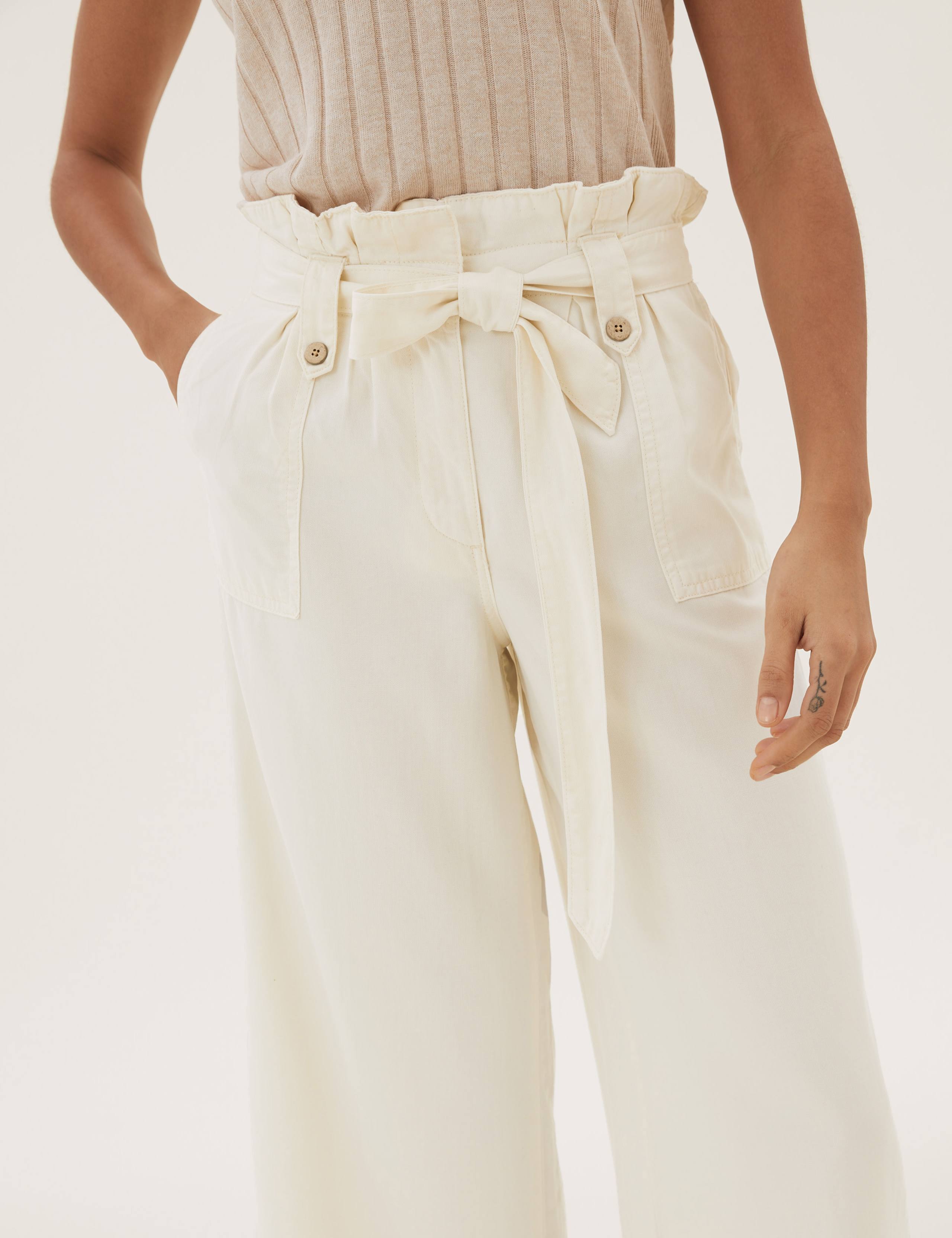 Tencel™ Rich Wide Leg Cropped Trousers 3 of 5