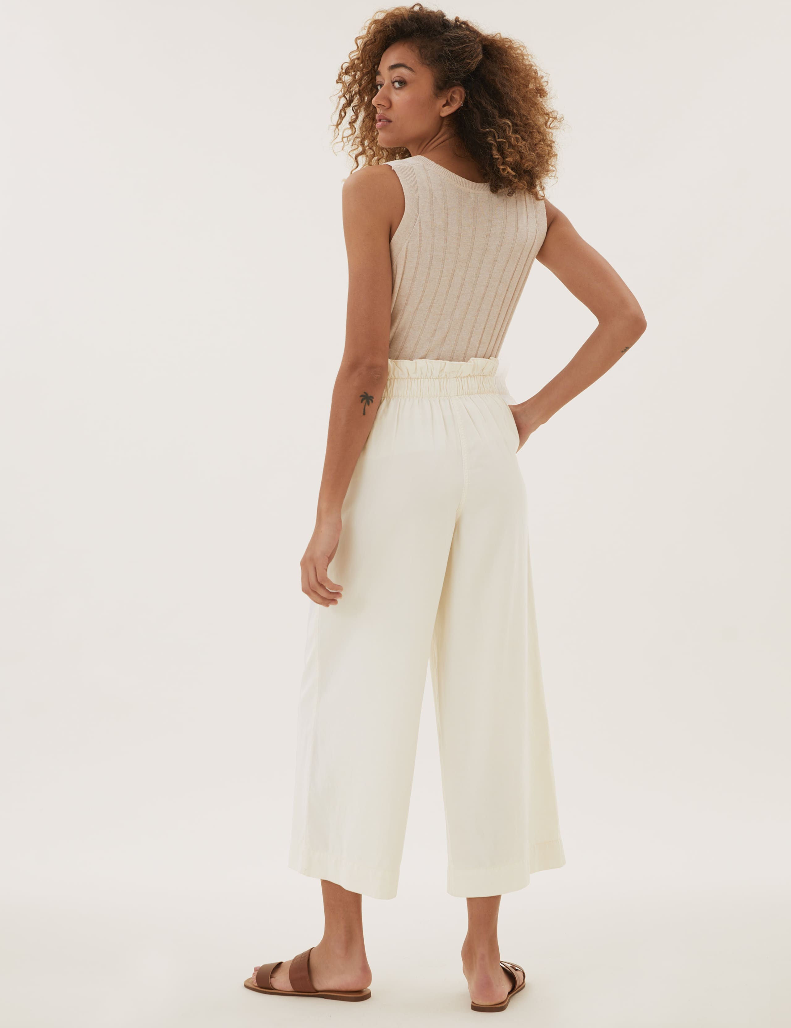 Tencel™ Rich Wide Leg Cropped Trousers 4 of 5