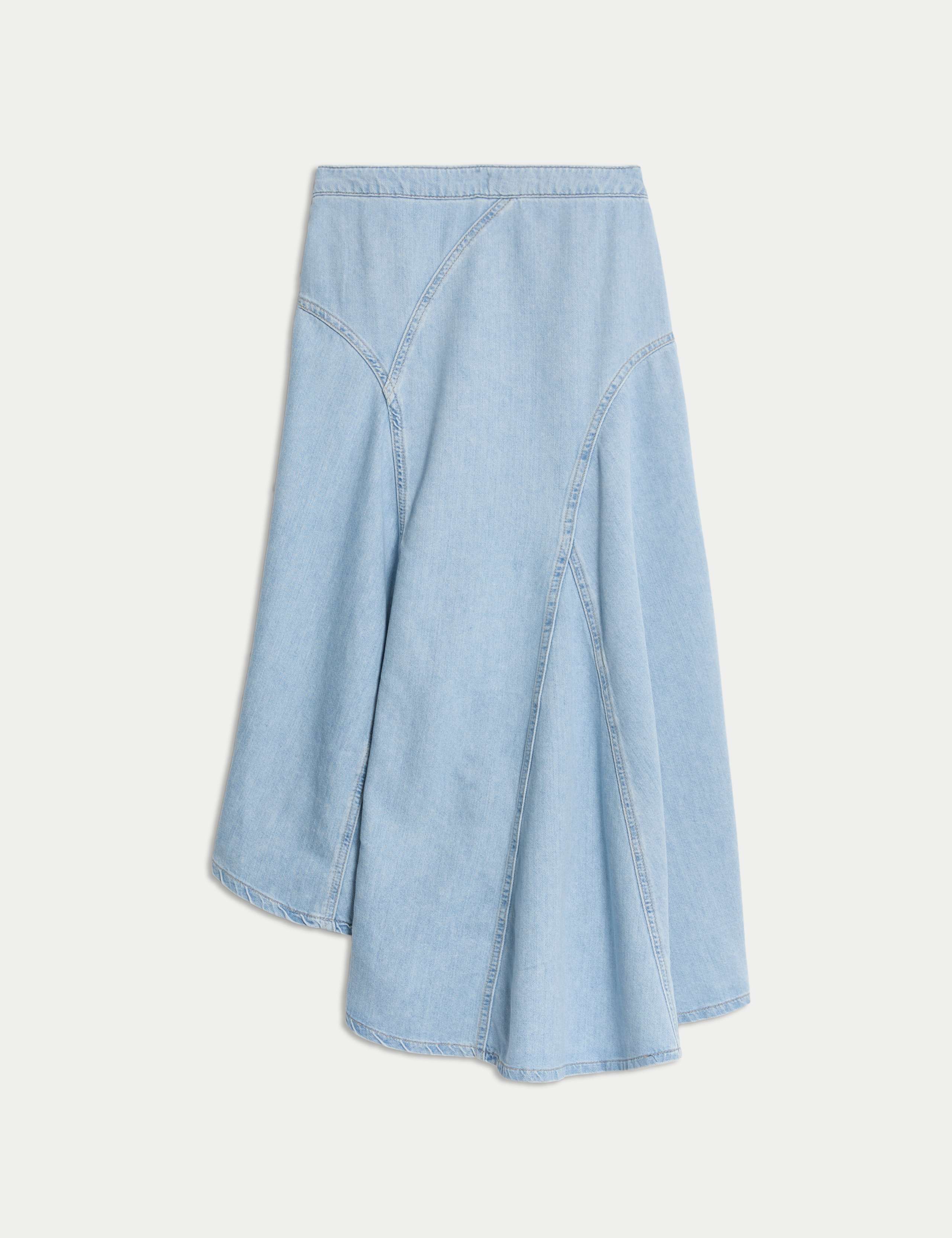 Denim High Waisted Maxi Asymmetric Skirt 2 of 5