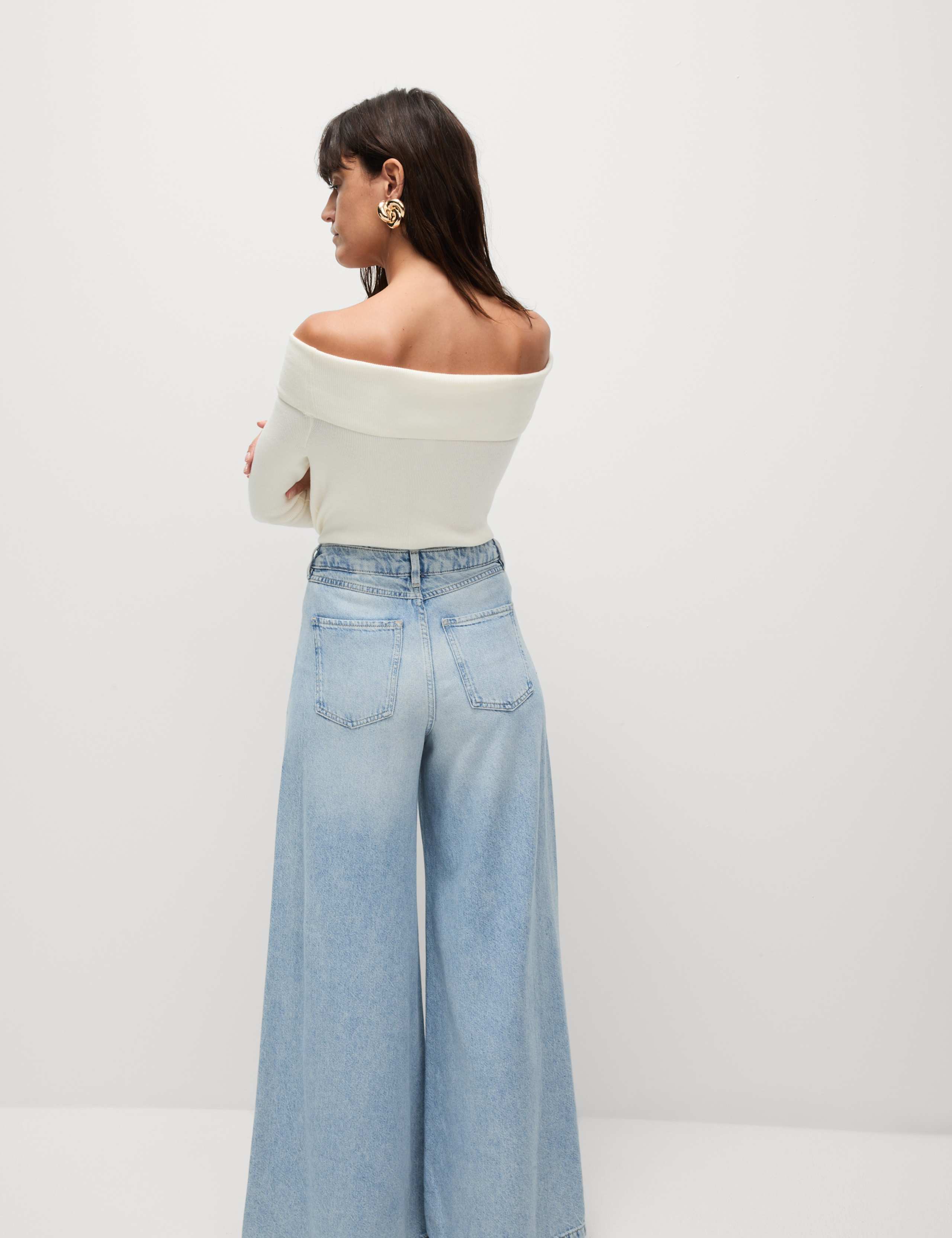 Lyocell™ Blend Wide Palazzo Leg Jeans 3 of 5