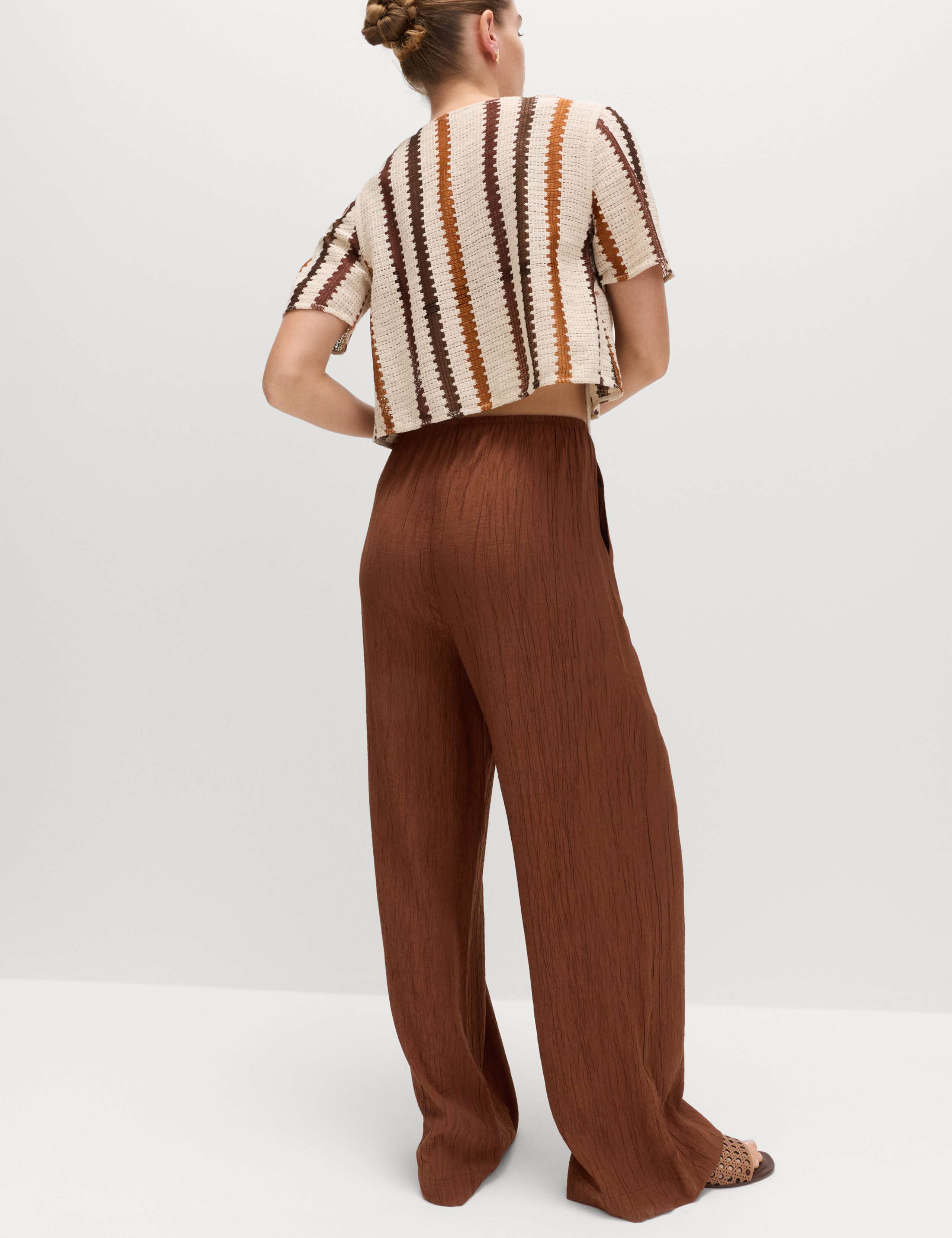 Crinkle Elasticated Waist Wide Leg Trousers 4 of 5
