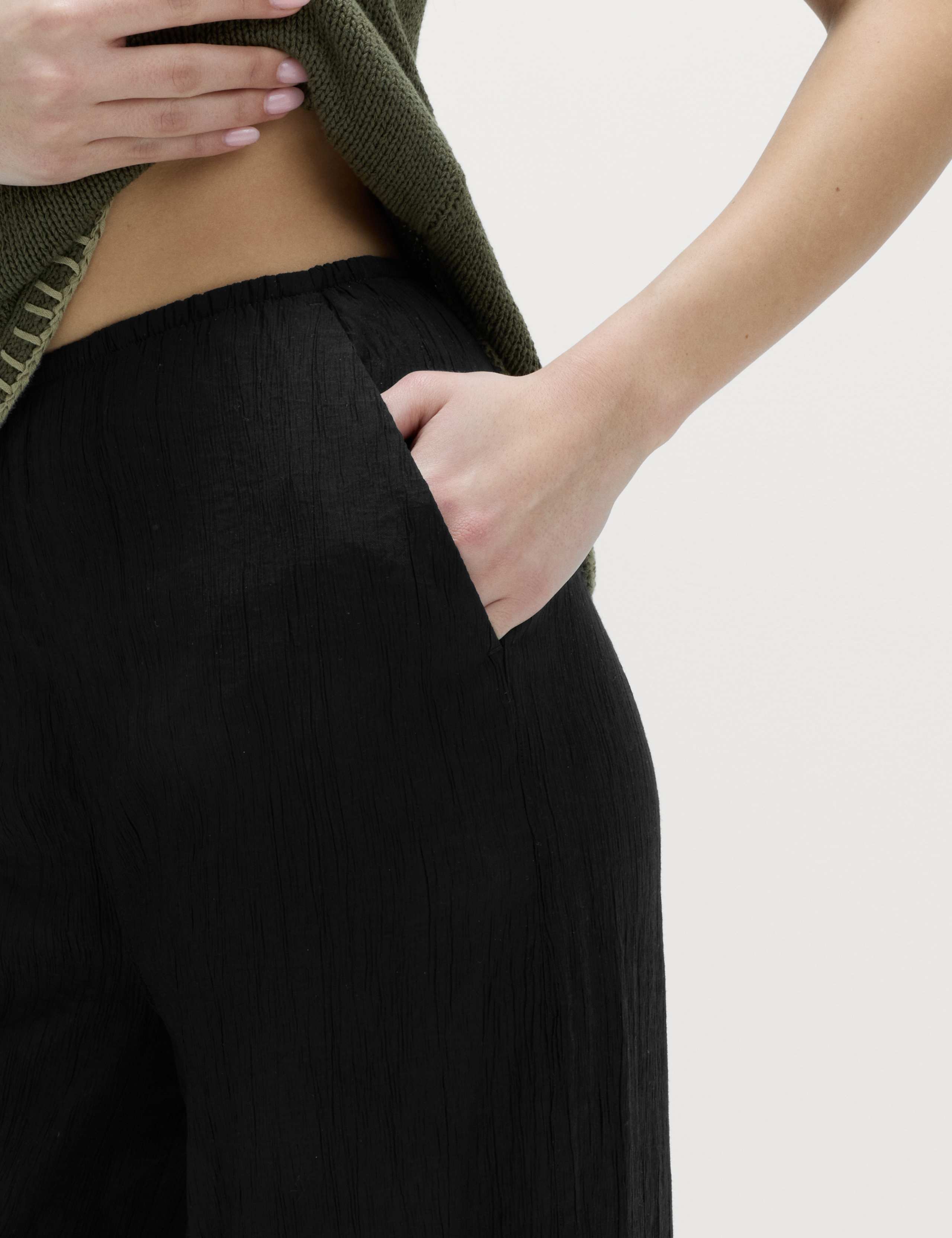 Crinkle Elasticated Waist Wide Leg Trousers 3 of 5