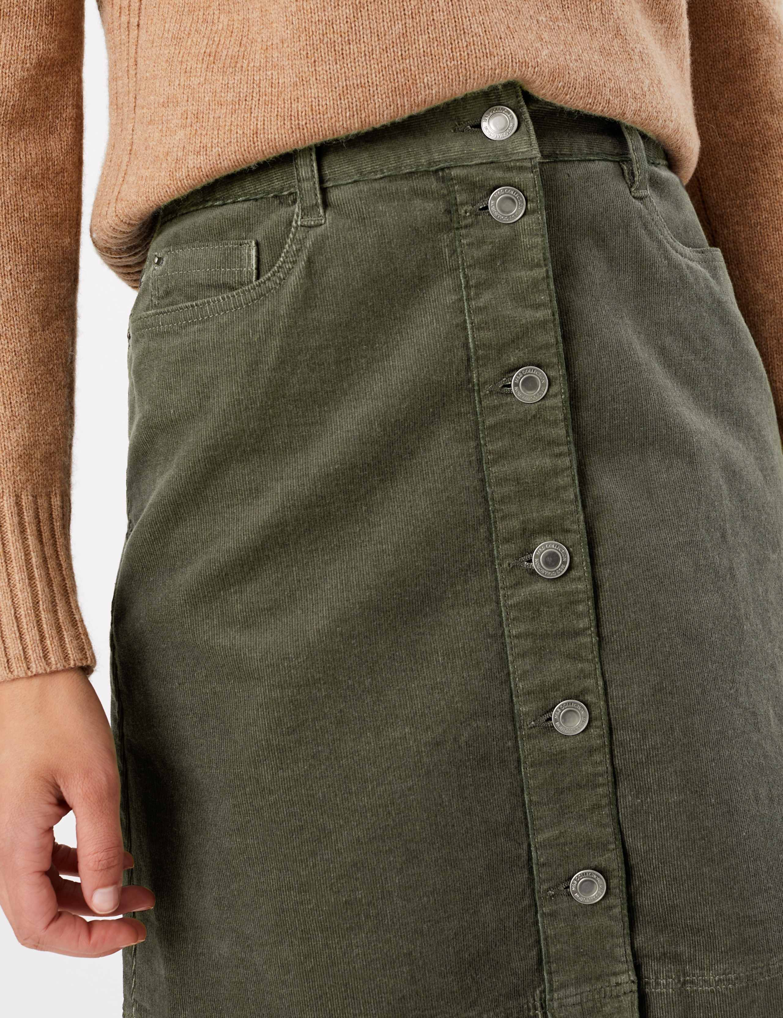 Corduroy Button Front A-Line Mini Skirt 3 of 4