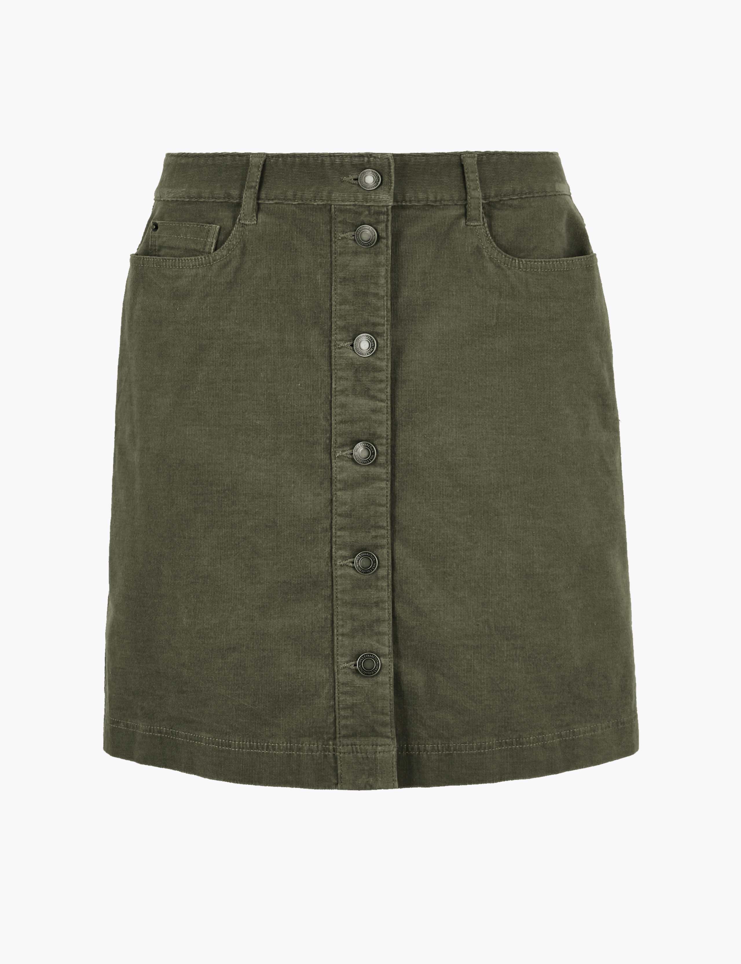 Corduroy Button Front A-Line Mini Skirt 2 of 4