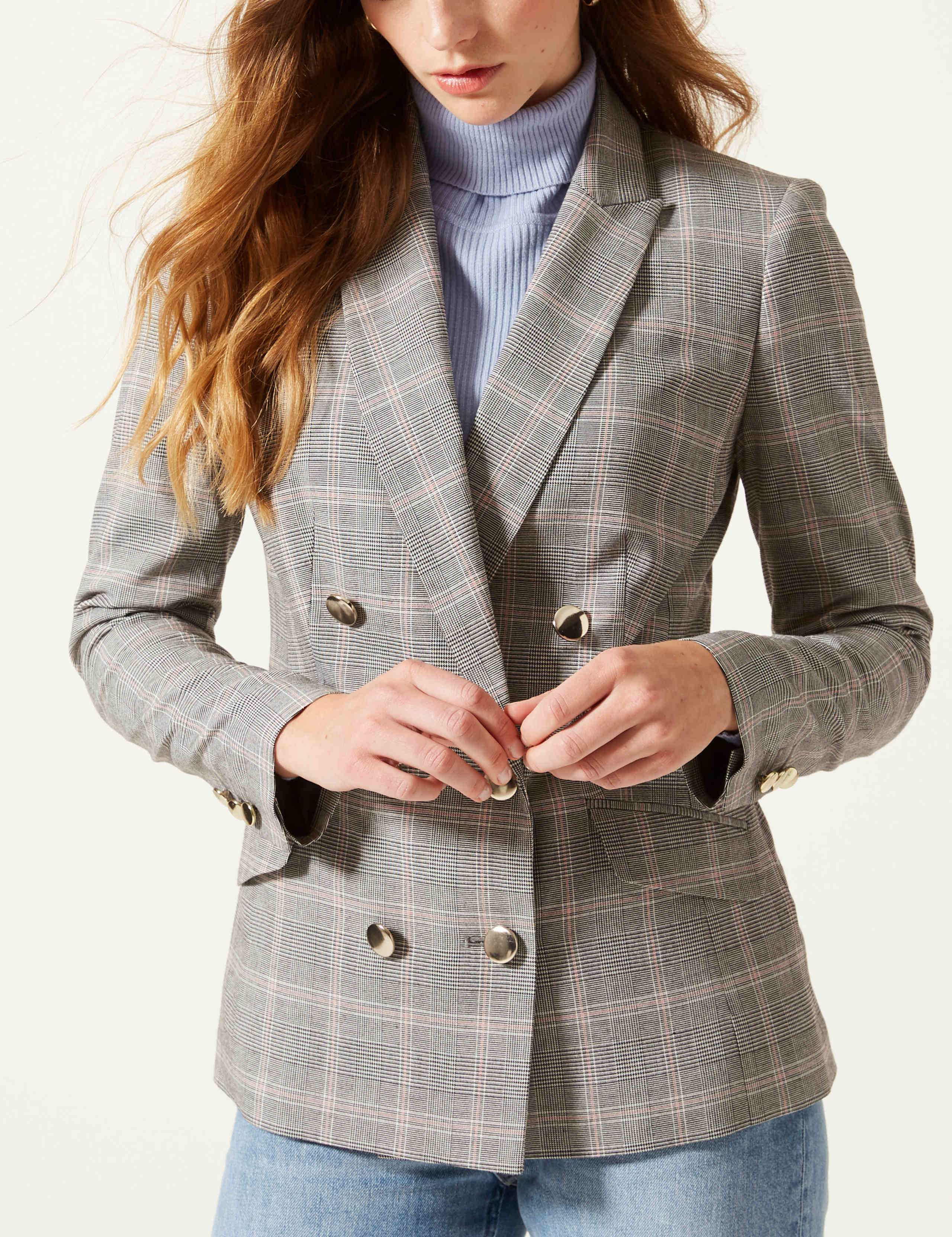 Checked Double Breasted Blazer 4 of 6