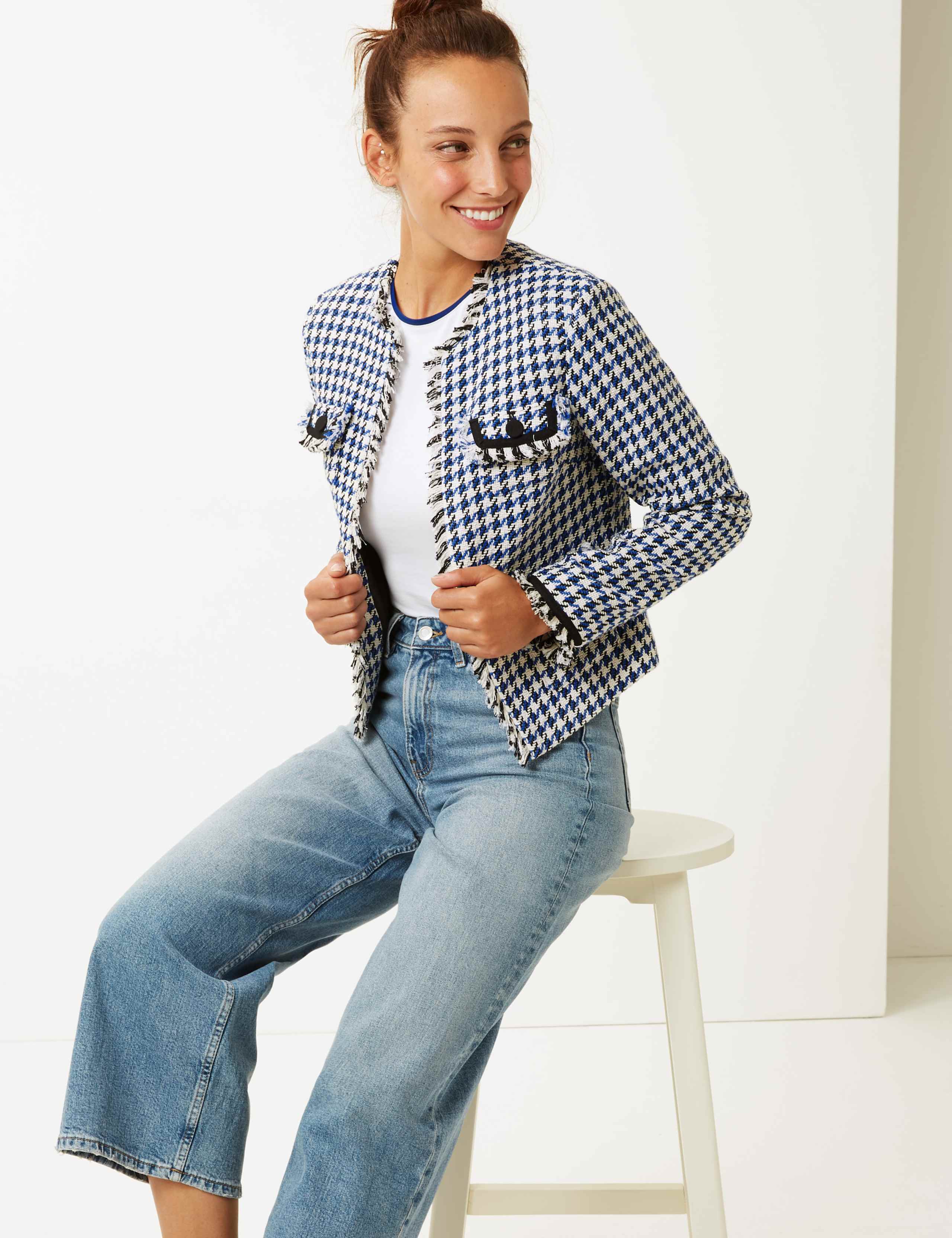 Checked Open Front Blazer 1 of 4